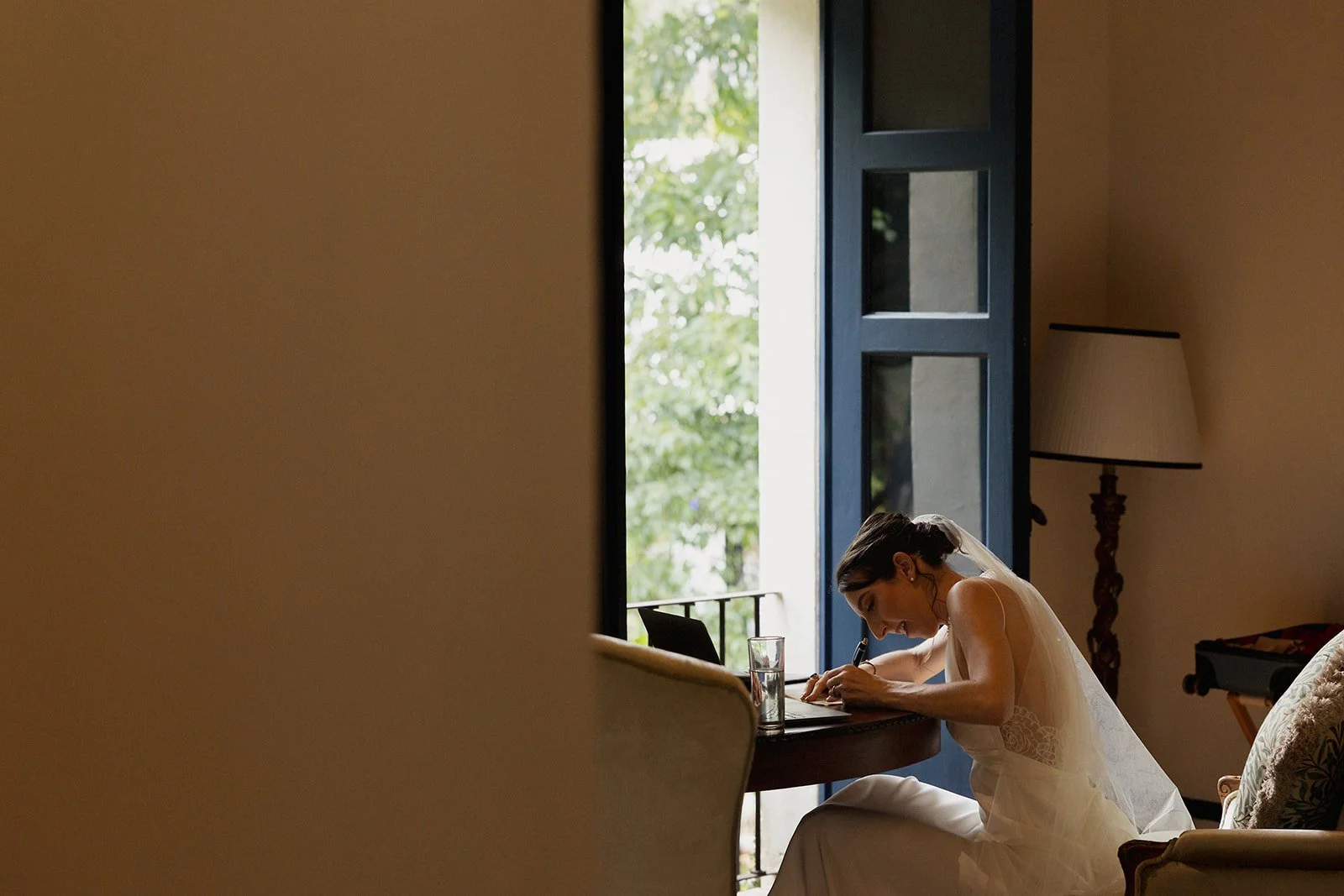 Bride writing her vows