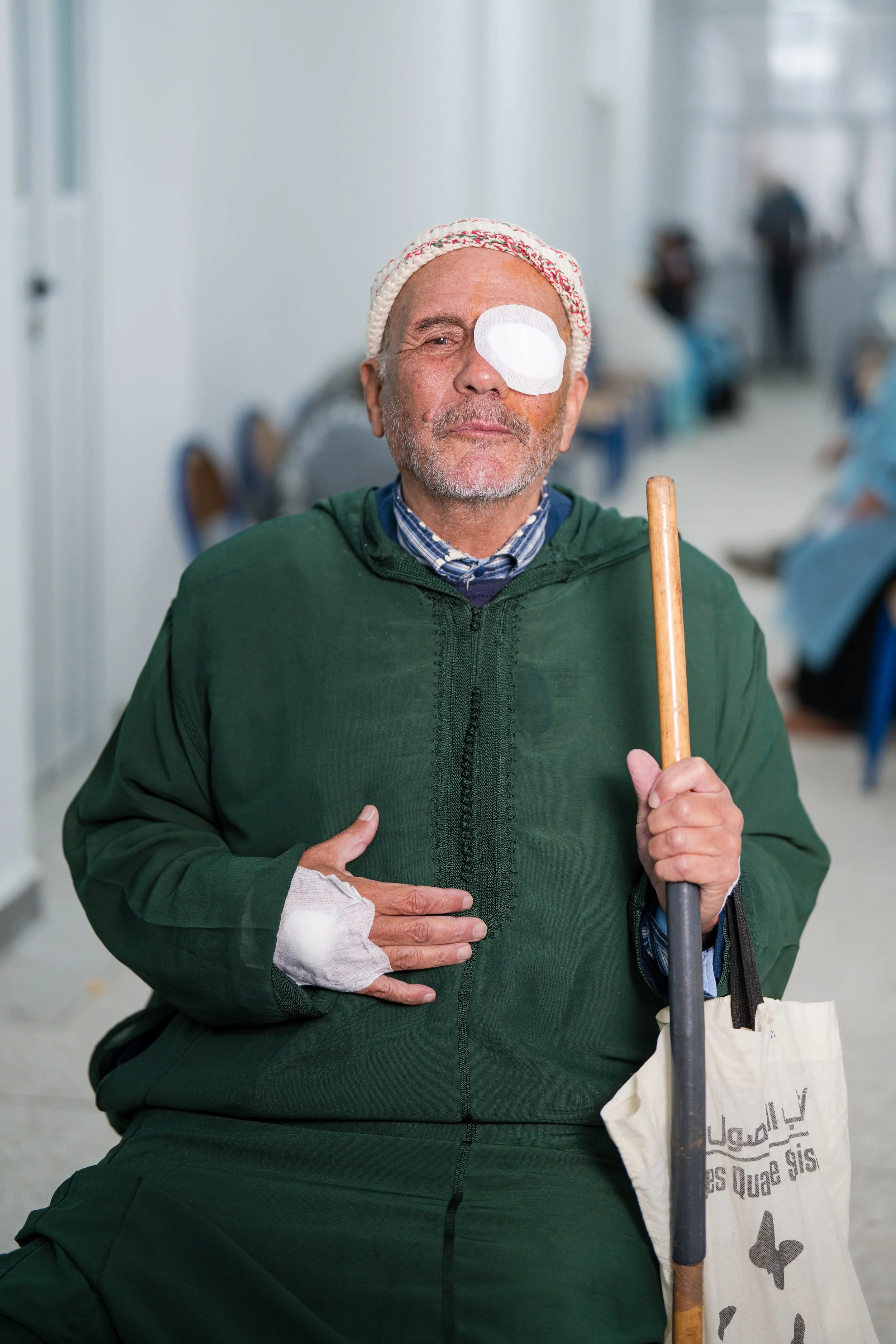 man post cataract surgery in underserved community