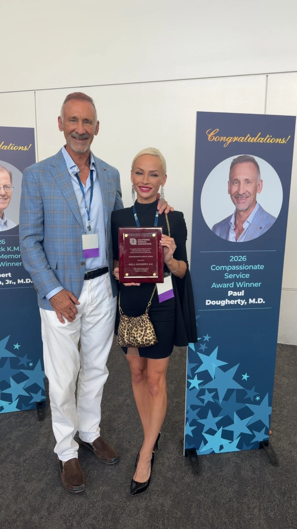 Dr. Paul Dougherty and ADVF Executive Director Amanda Gaez with the 2026 CMA Compassionate Service Award.