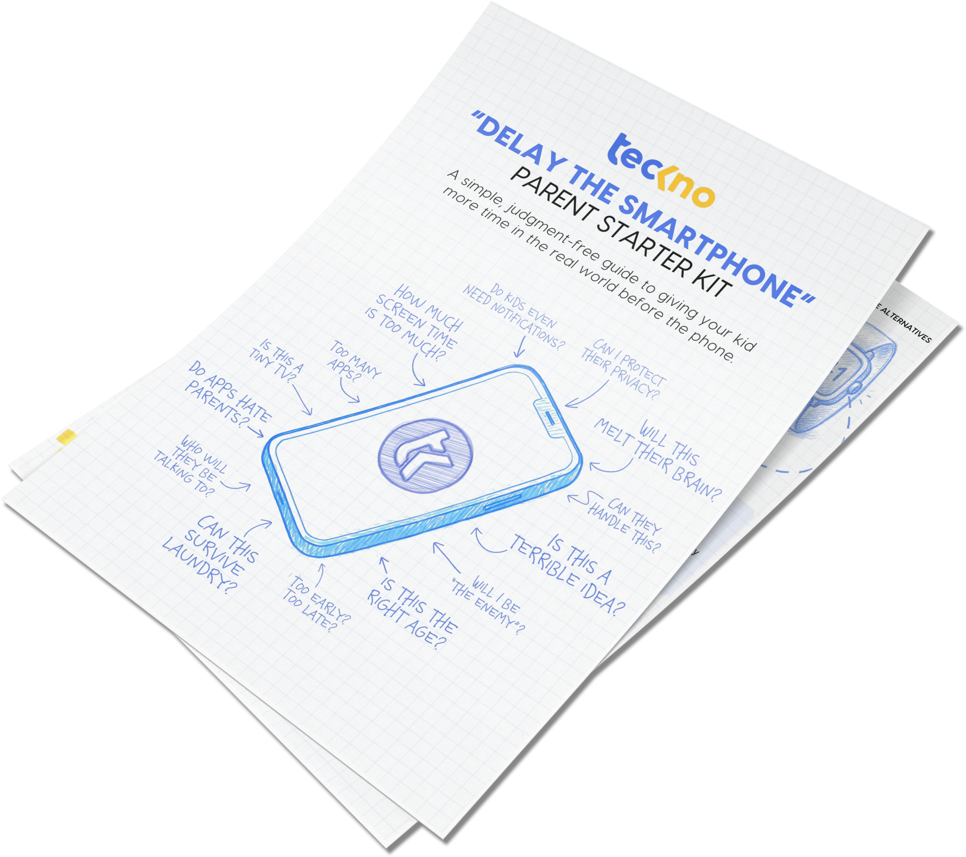 Stack of papers showing the PDF Parent Guide