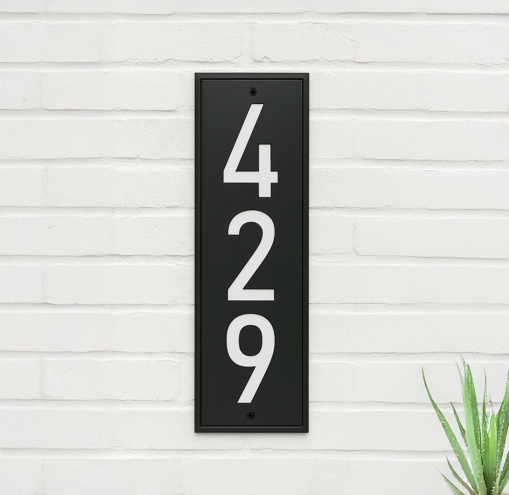 Black Modern House NUmber Sign Vertical ddress Plaque.jpg