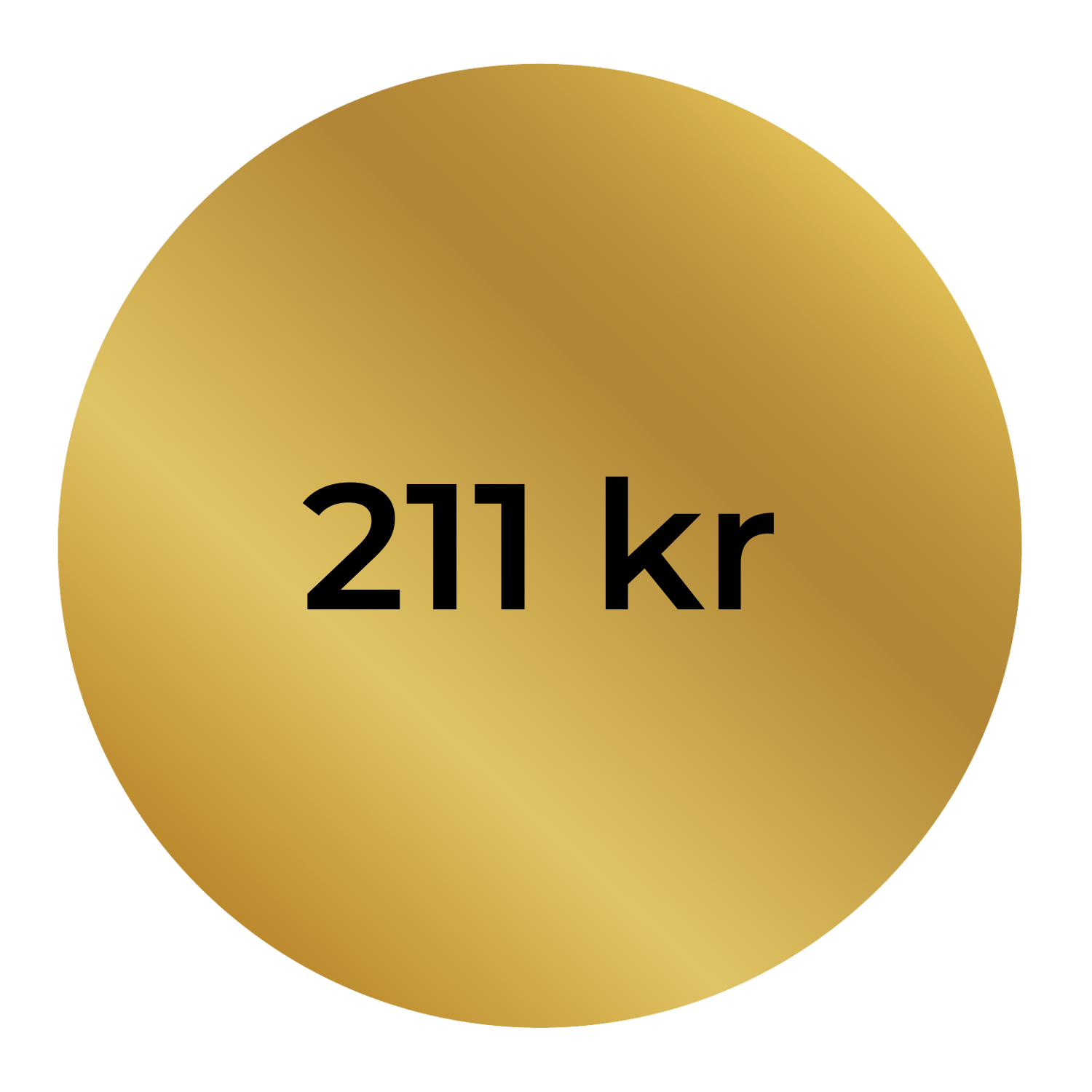 Guldig rosett med texten '211 kr' på