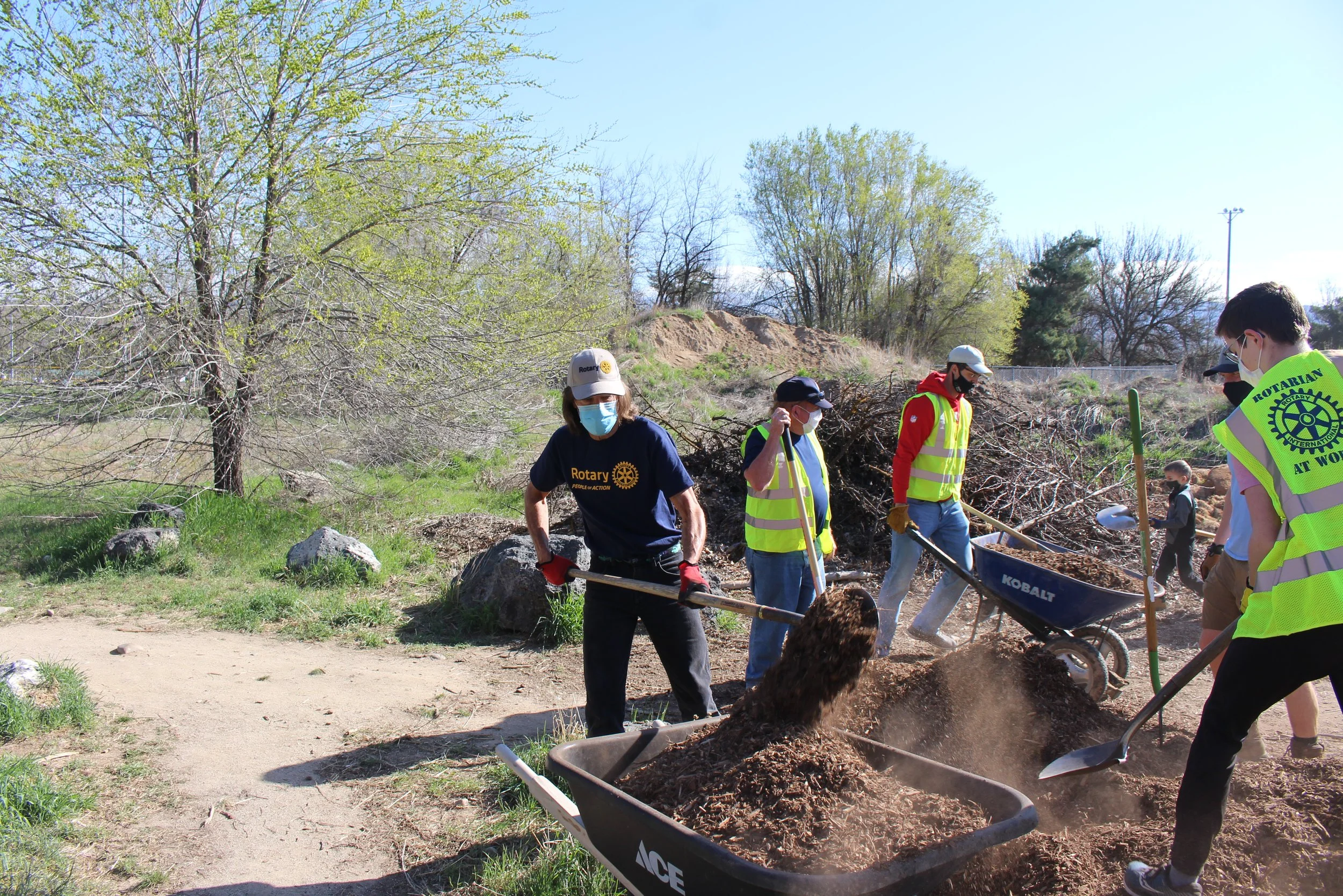 Moving mulch to where it is needed for the new plantings at the WPP.