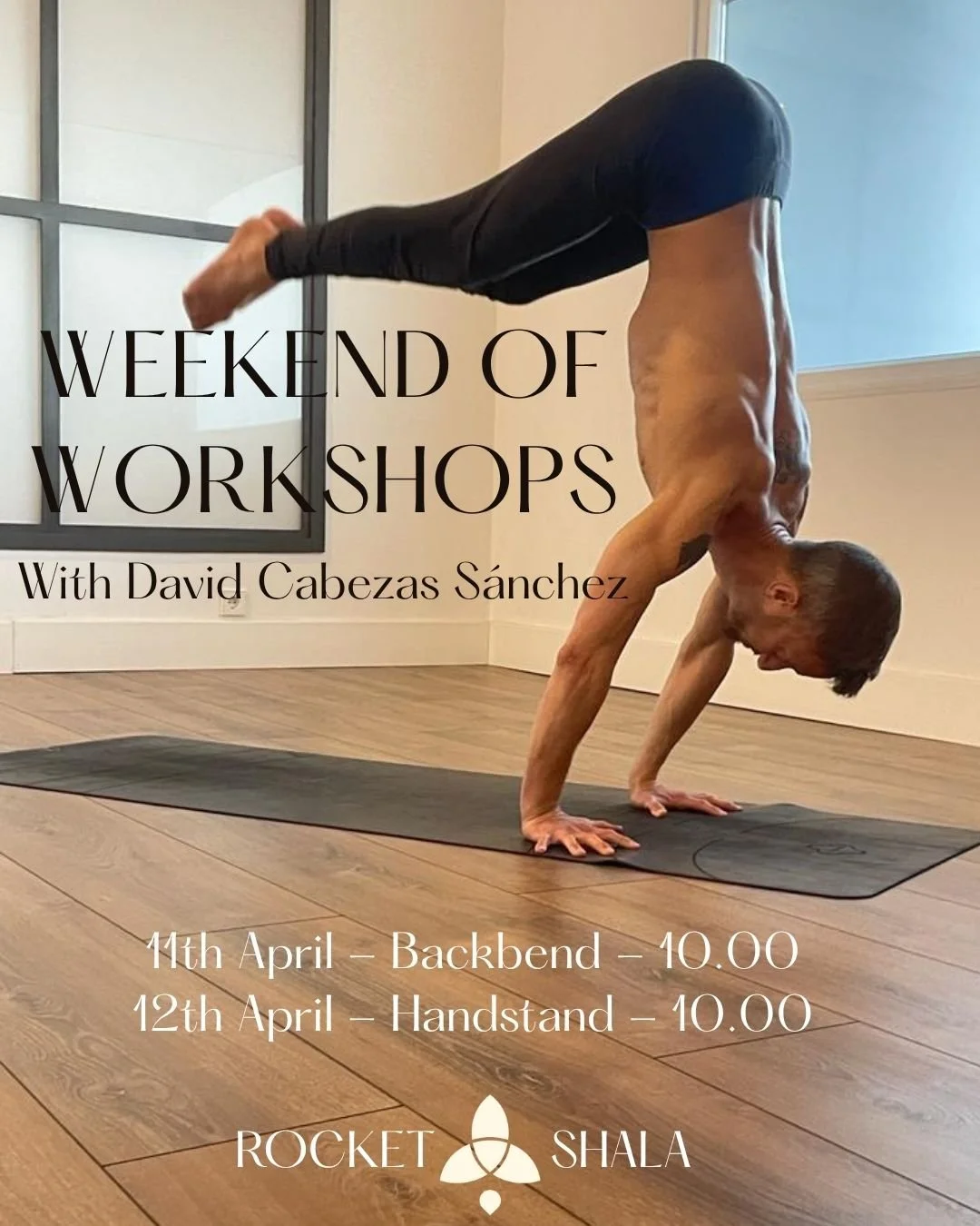 Join us for a weekend of workshops with David Cabezas S&aacute;nchez ✨
Two focused sessions to explore and deepen your practice, whether you're looking to open the body, build strength, or refine your technique in a supportive environment.

April 11 