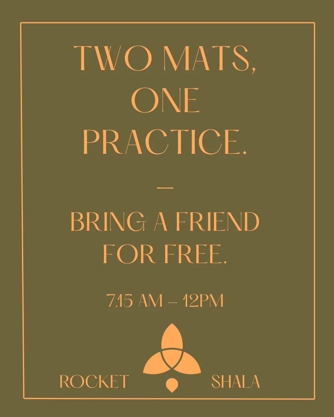 Bring a friend, practice together 🚀

From now until the end of September, bring a friend to our 7 AM or 12 PM classes and they can practice for free. 🫶

A little extra motivation to get on the mat together, share the practice, and introduce someone