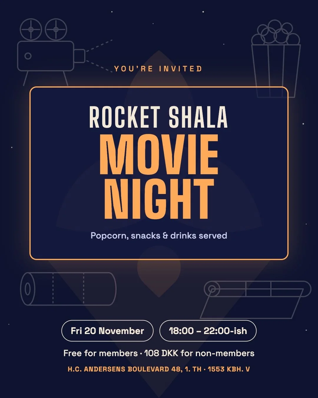 🎬 Rocket Shala Movie Night 🍿

Yoga Off The Mat event! Grab your coziest clothes and join us for an evening of film, good company and community at the studio.

It&rsquo;s the perfect after-class event. Whether you&rsquo;re a regular at our Friday Ro