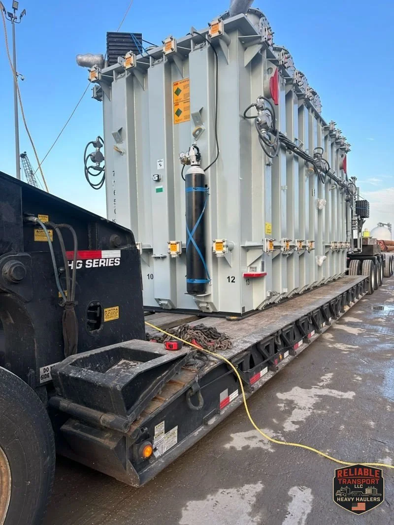The power transformer on our trailer deck seen from the gooseneck at the Obetz site