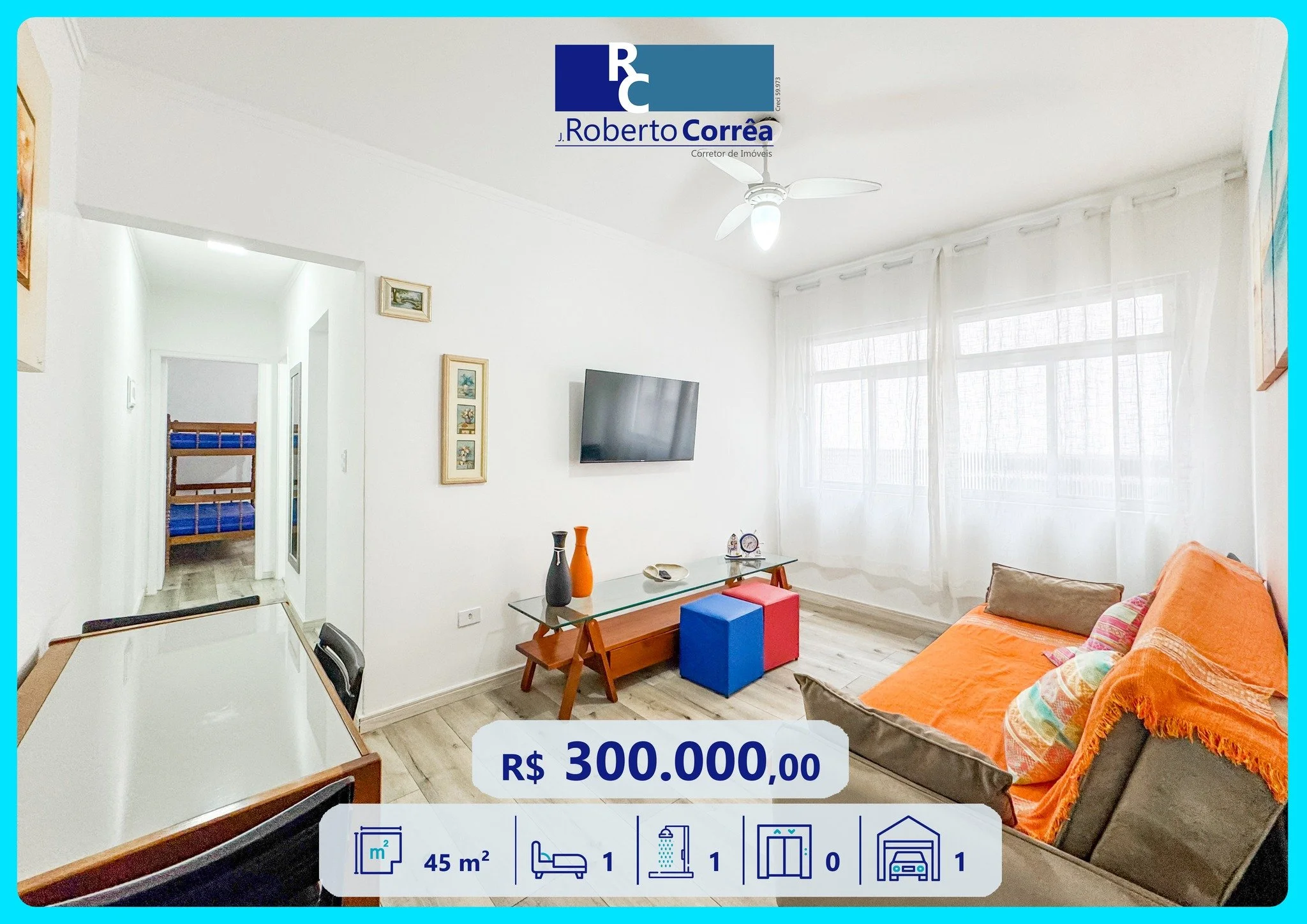 🏡 EXCLUSIVIDADE da Roberto Corr&ecirc;a Im&oacute;veis 🏡
🌟 Excelente oportunidade para investimento! Im&oacute;vel todo reformado, em excelente localiza&ccedil;&atilde;o e com baixa despesa mensal!

📐 45 m&sup2; de &Aacute;rea &Uacute;til | 🚗 1 