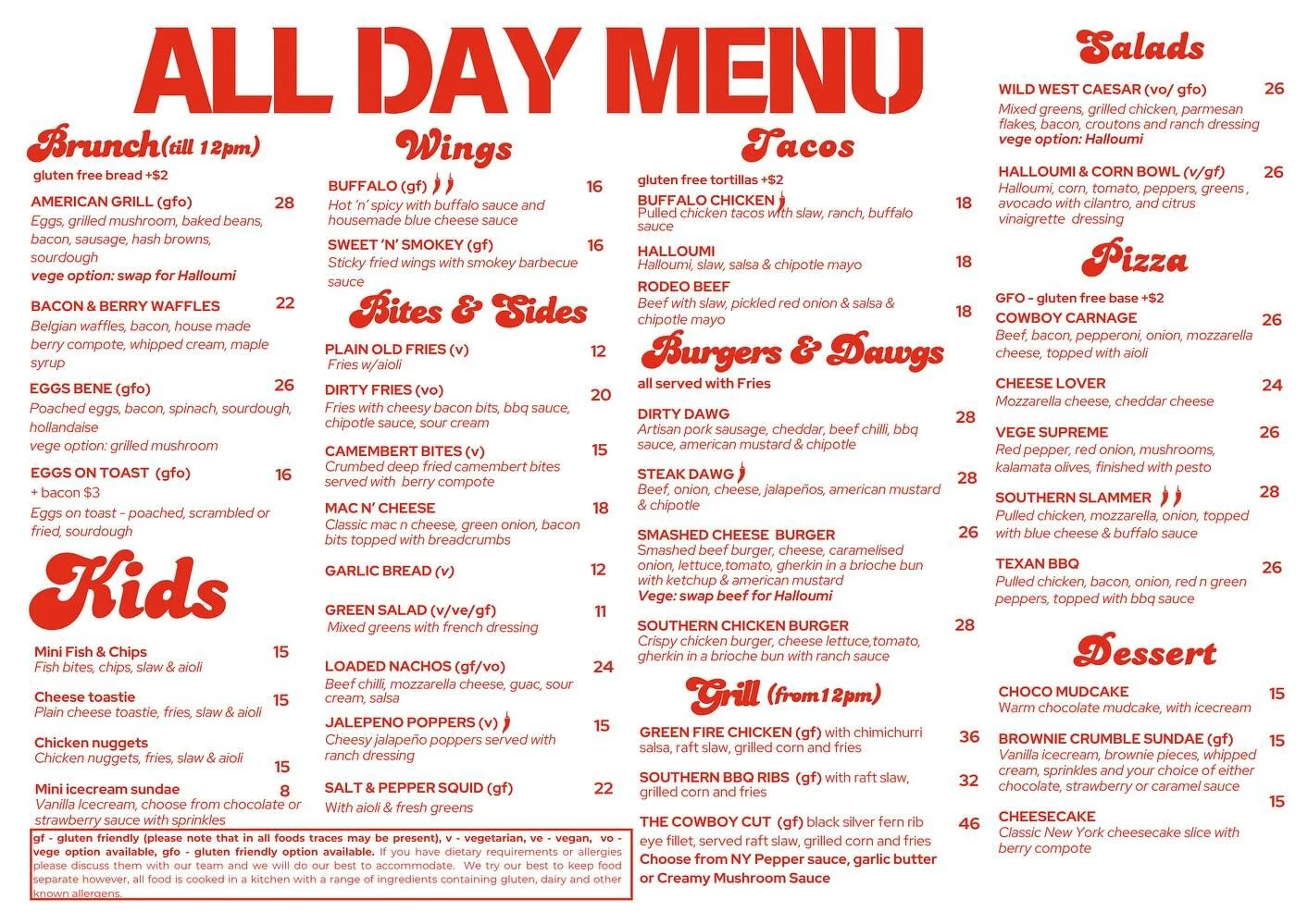 The Raft Menu