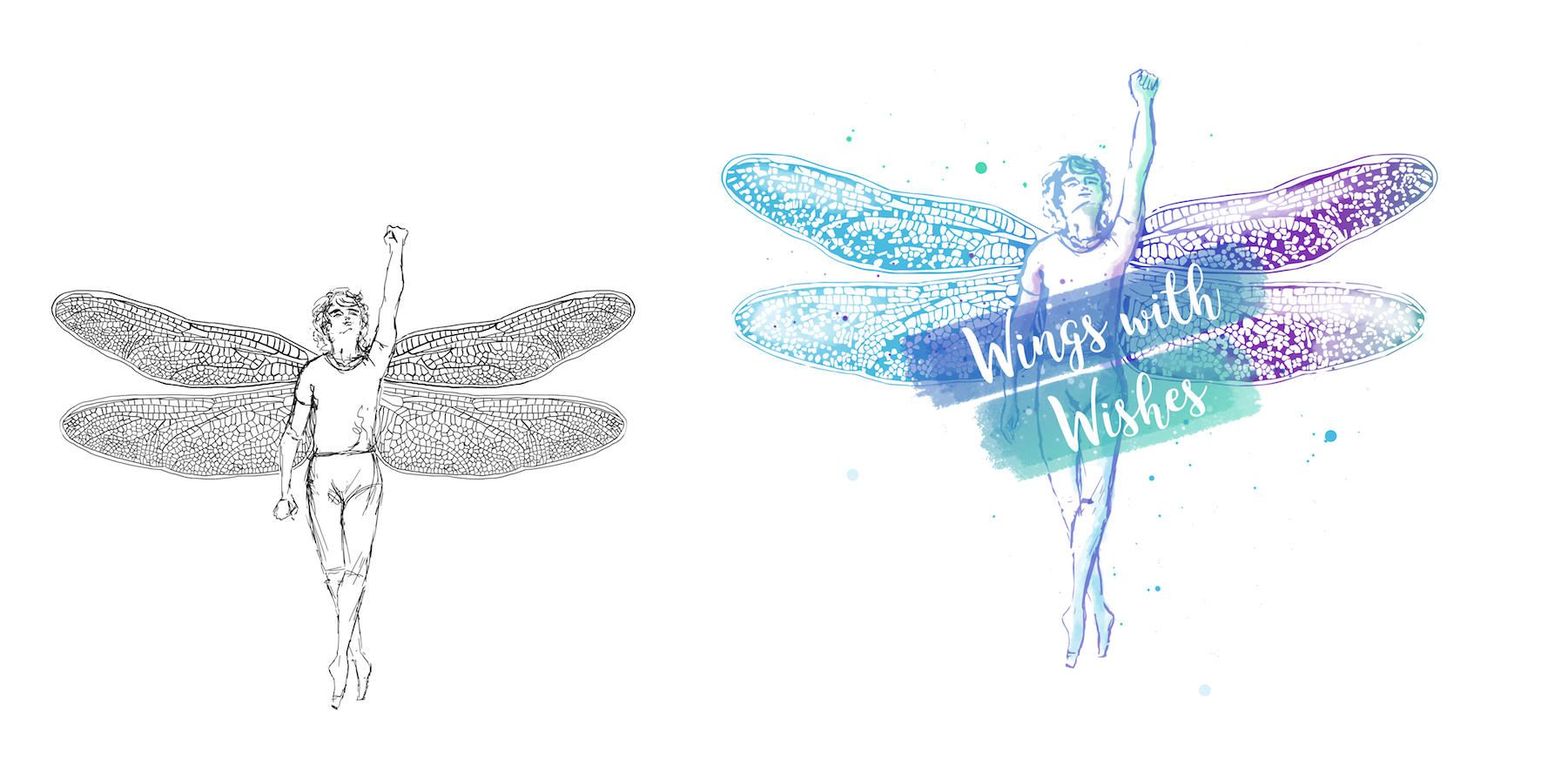 Illustration for Wings with Wishes Charity
