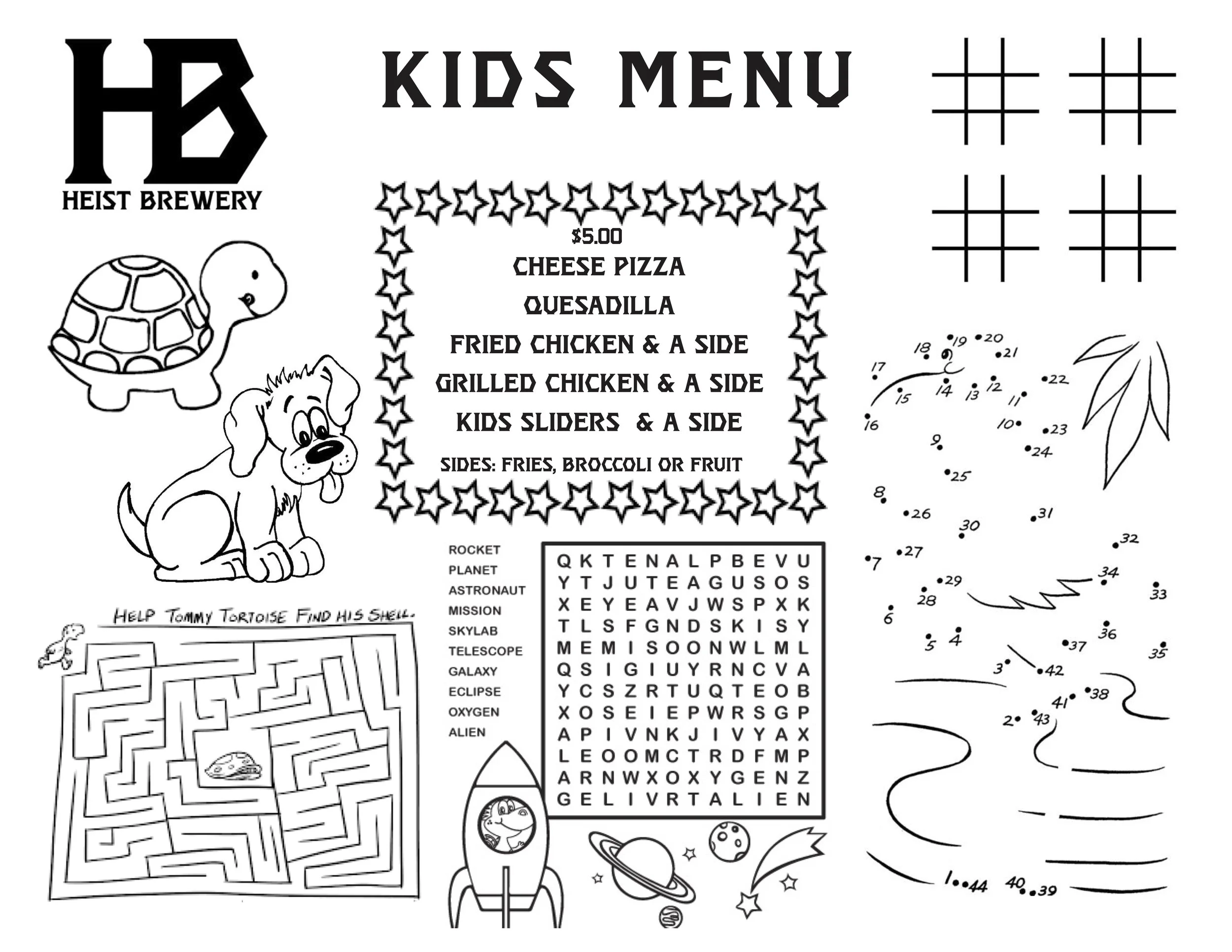 Kids menu