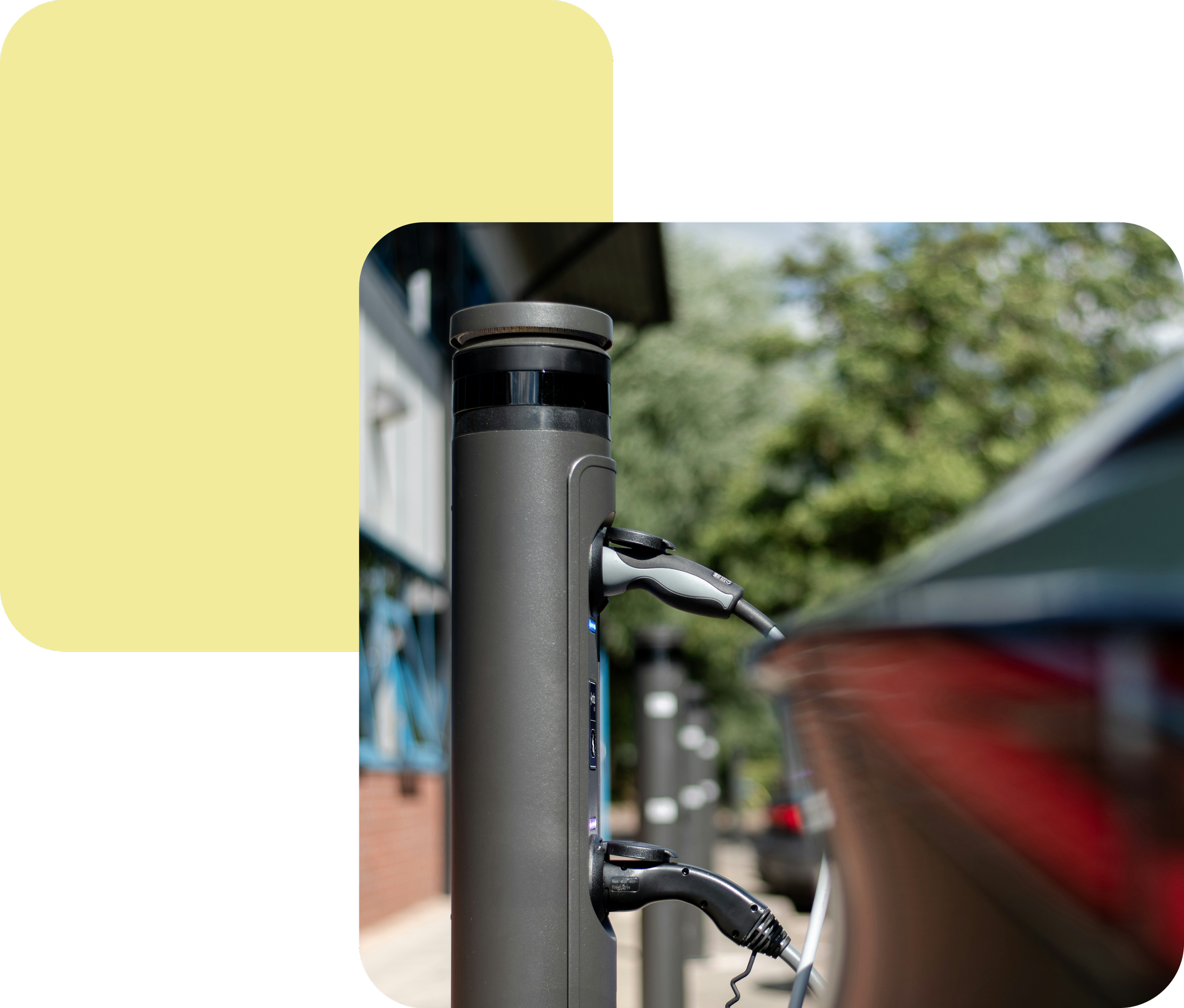 EV charging station with dual connectors illustrating SGE's support for electric vehicle charging infrastructure development as part of tribal energy development services