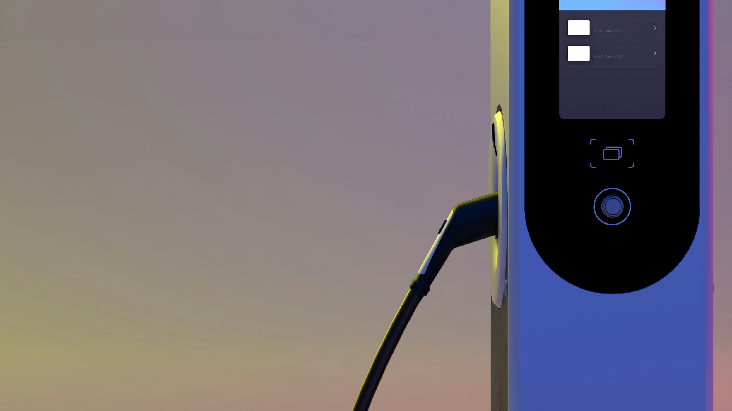 EV charging station connector plugged in at dusk representing SGE's full-service support for tribal utility development and clean energy infrastructure buildout