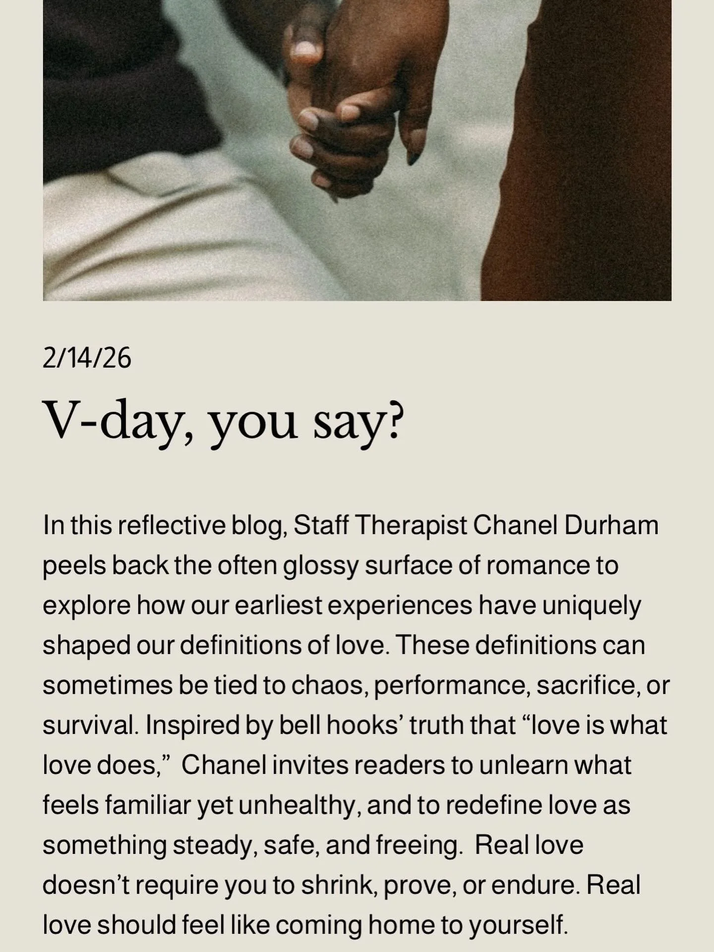 Happy Valentine&rsquo;s Day! Real love doesn&rsquo;t require us to shrink, prove, or endure. Real love should feel like a coming home to all parts of who we are. Read the latest blog from  @insessionwithchanel ✨💌✨💌 #love #healthyrelationships
