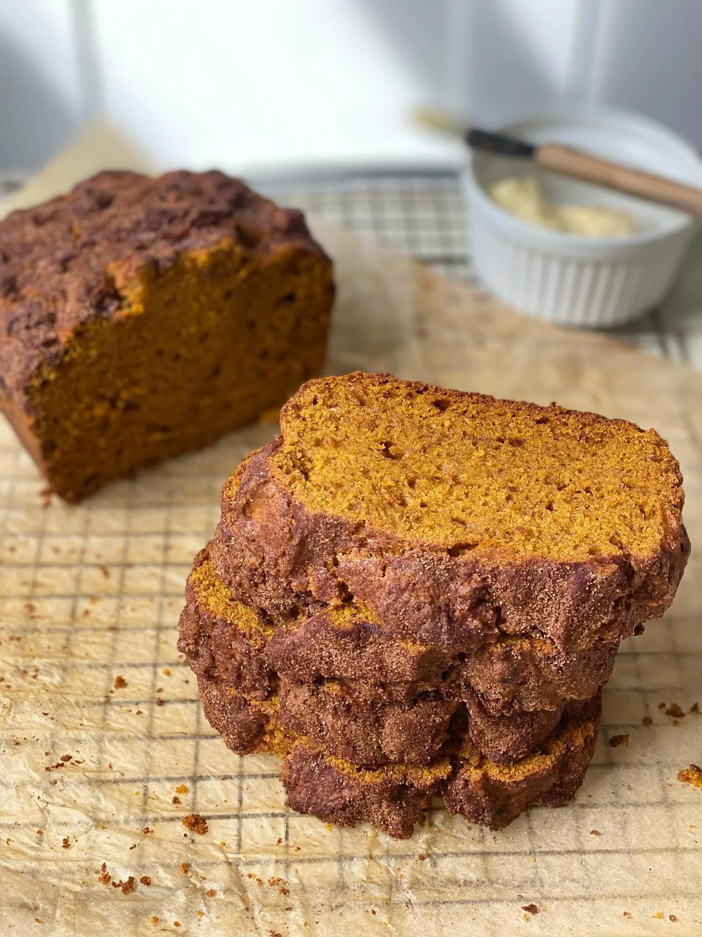 Brown butter pumpkin bread on the menu this week!!! Croissants went quick this morning but so many other autumnal goodies like this still available - the cardamom twist is sooo good, the sugars leak out during baking and caramelized underneath it. Th