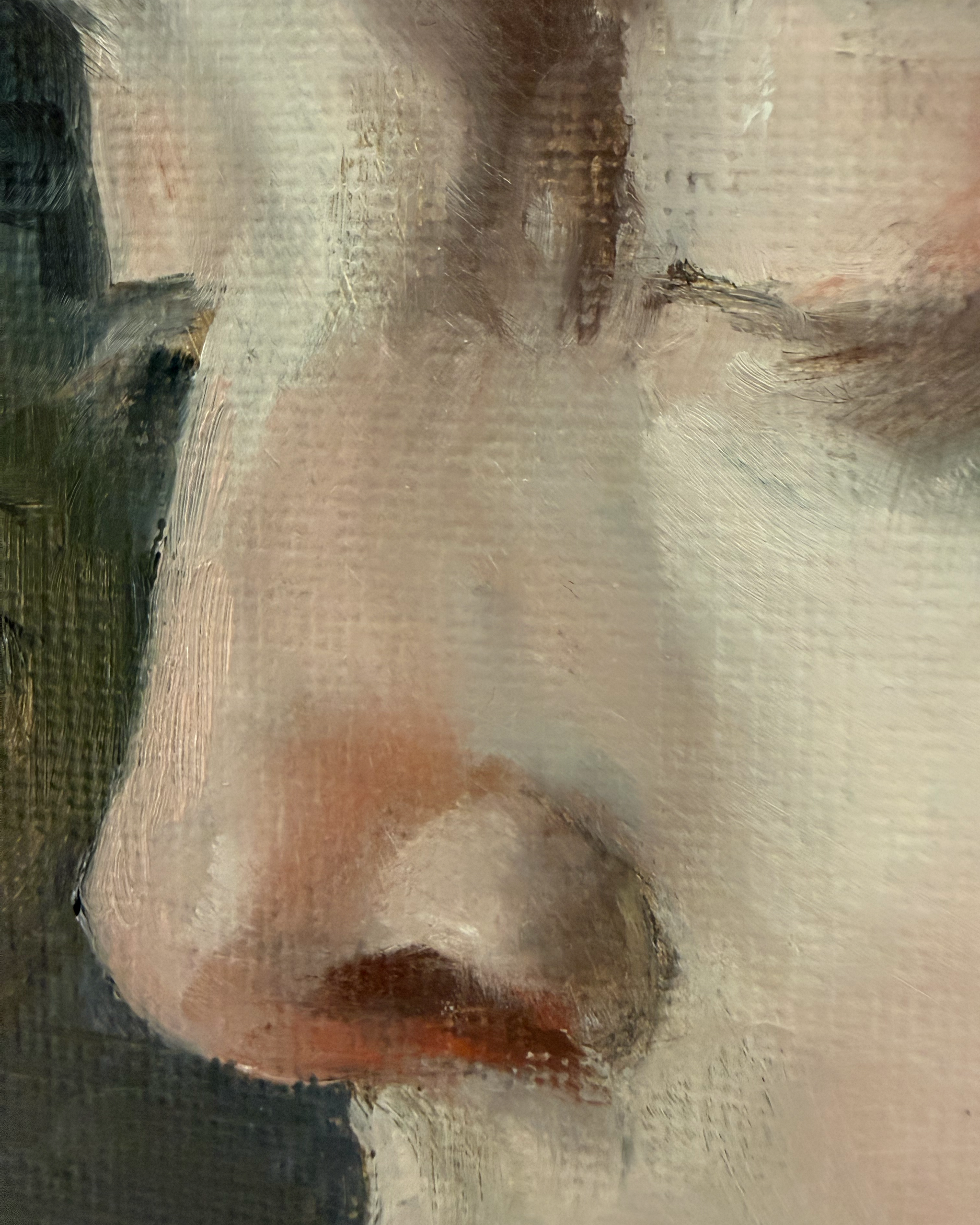 Building structural clarity—balancing crisp highlights on the bridge of the nose with subtle, translucent midtones.