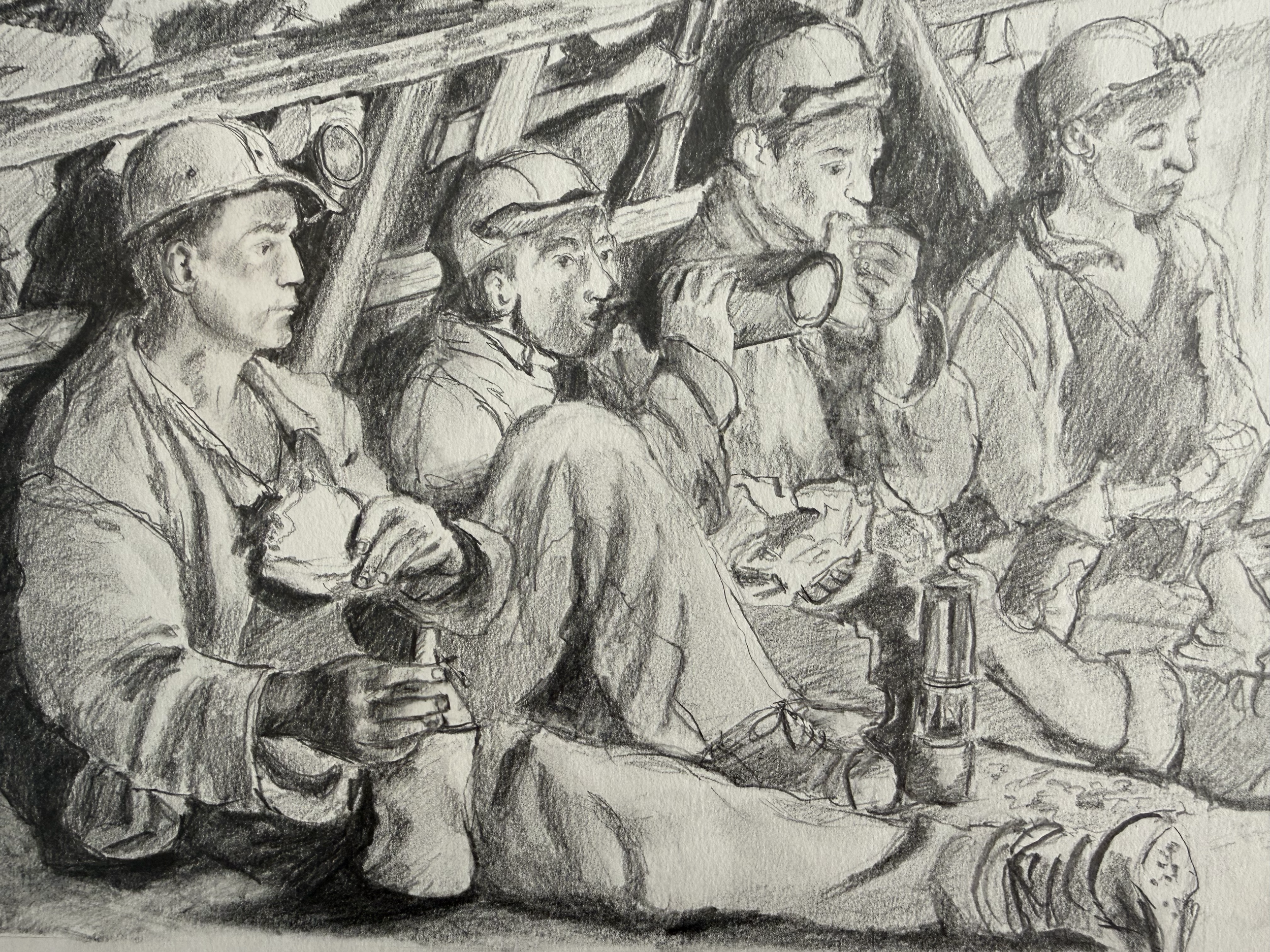 THE MINERS EATING BREAD

pencil on paper