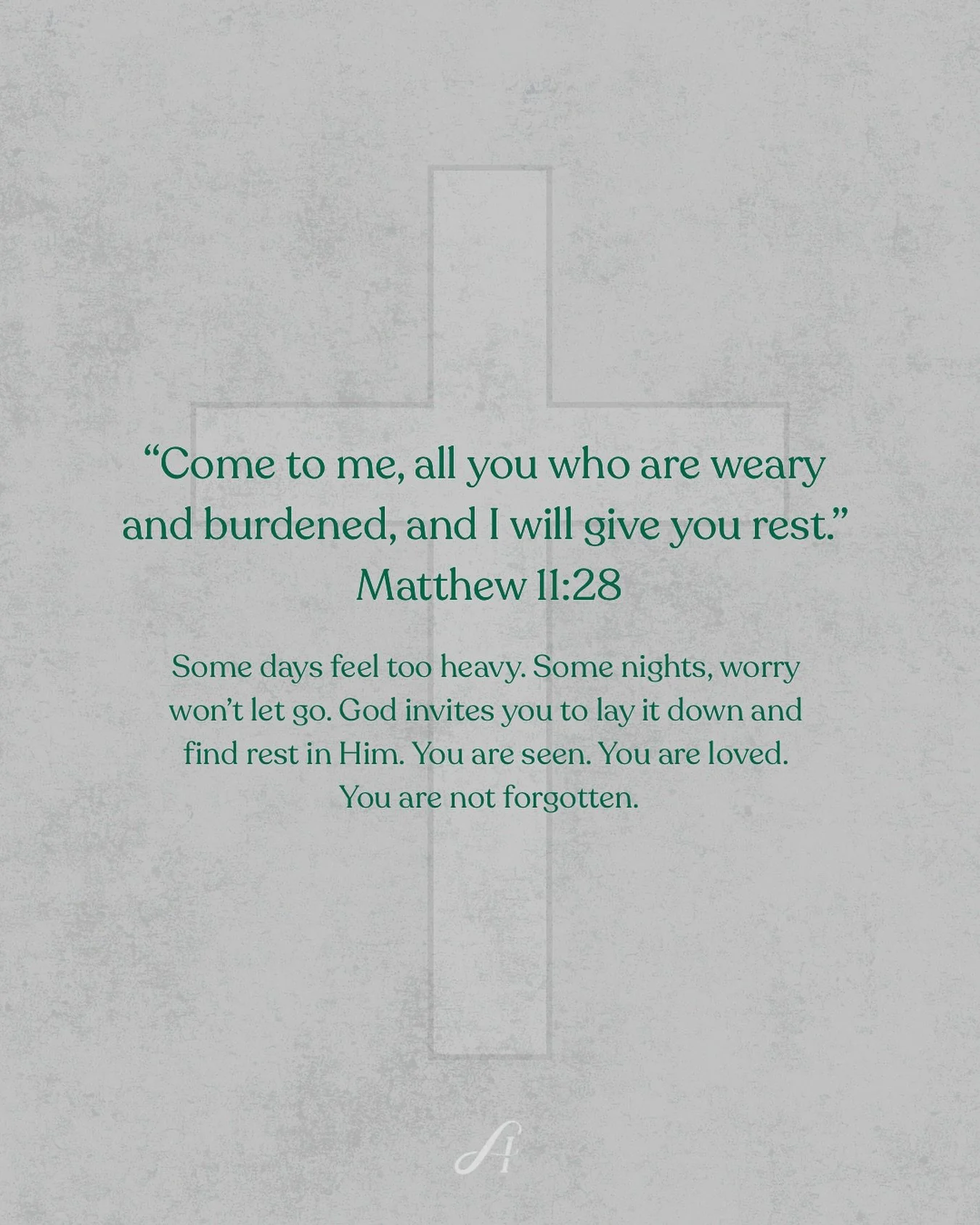 Feeling weighed down today? You don&rsquo;t have to carry it alone. Take a moment to breathe, lay it at His feet, and let Him give you rest. 💚