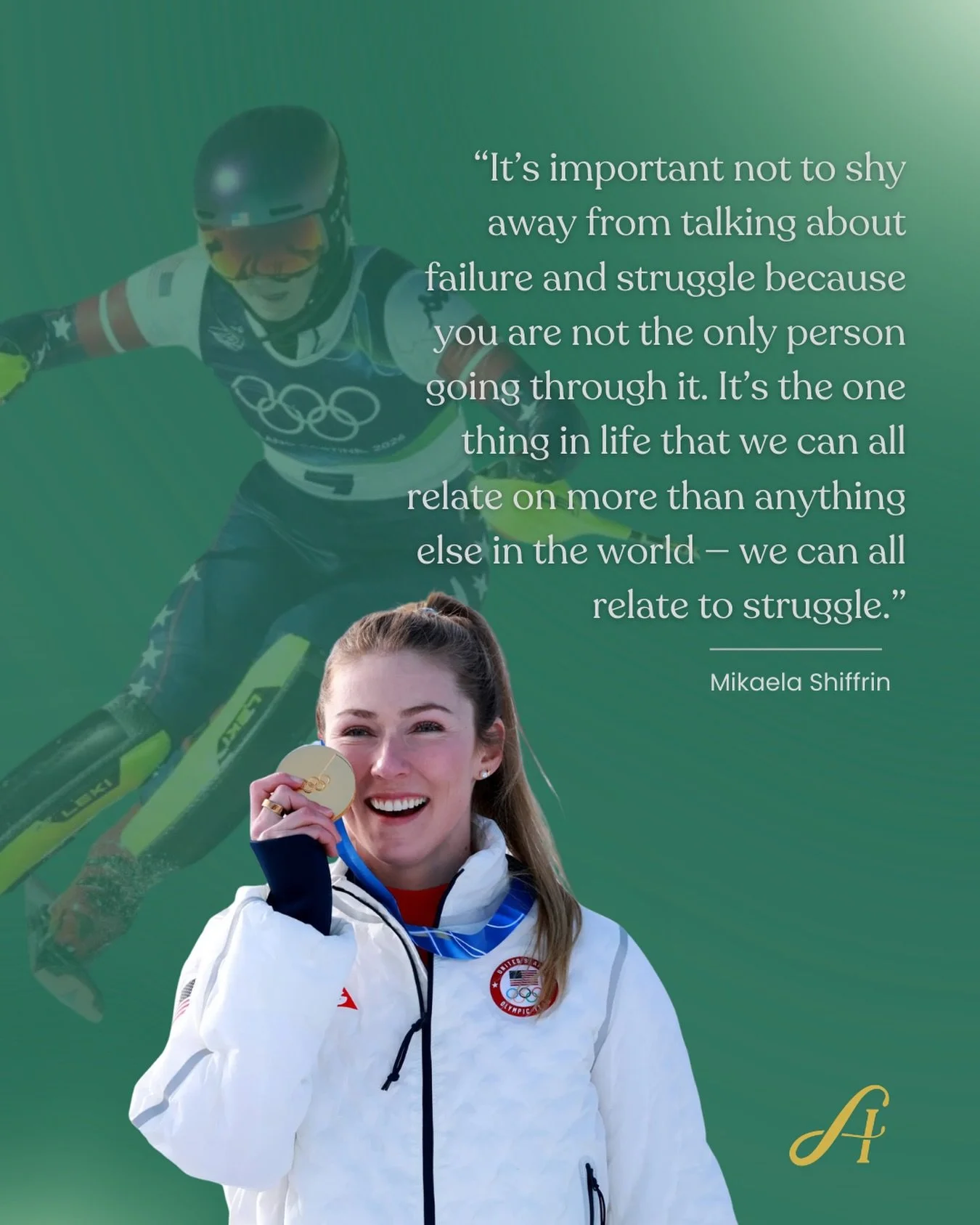 Olympic Gold Medalist, Mikaela Shiffrin 💚