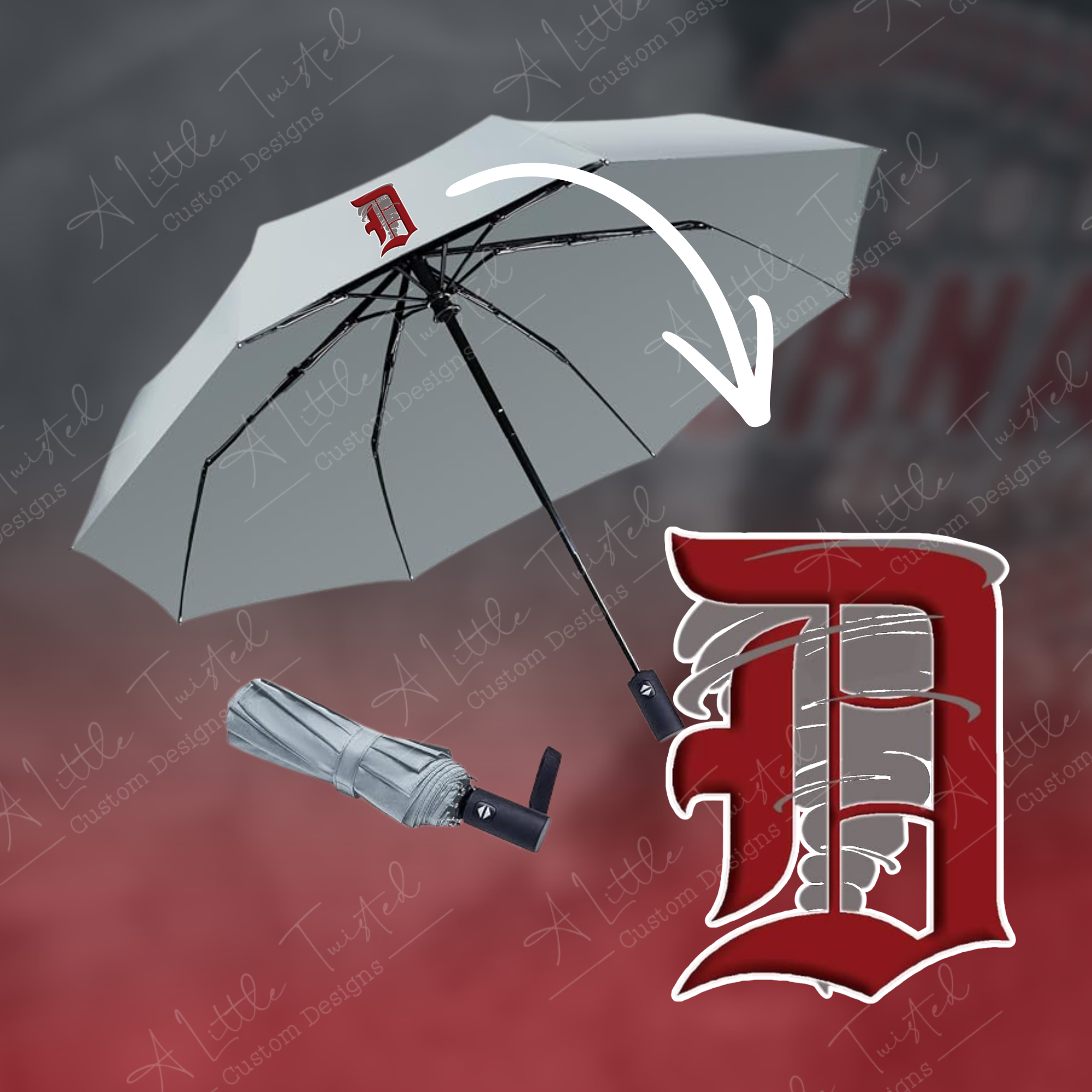 Dover Youth Softball Compact Travel Umbrella - 42 Inch