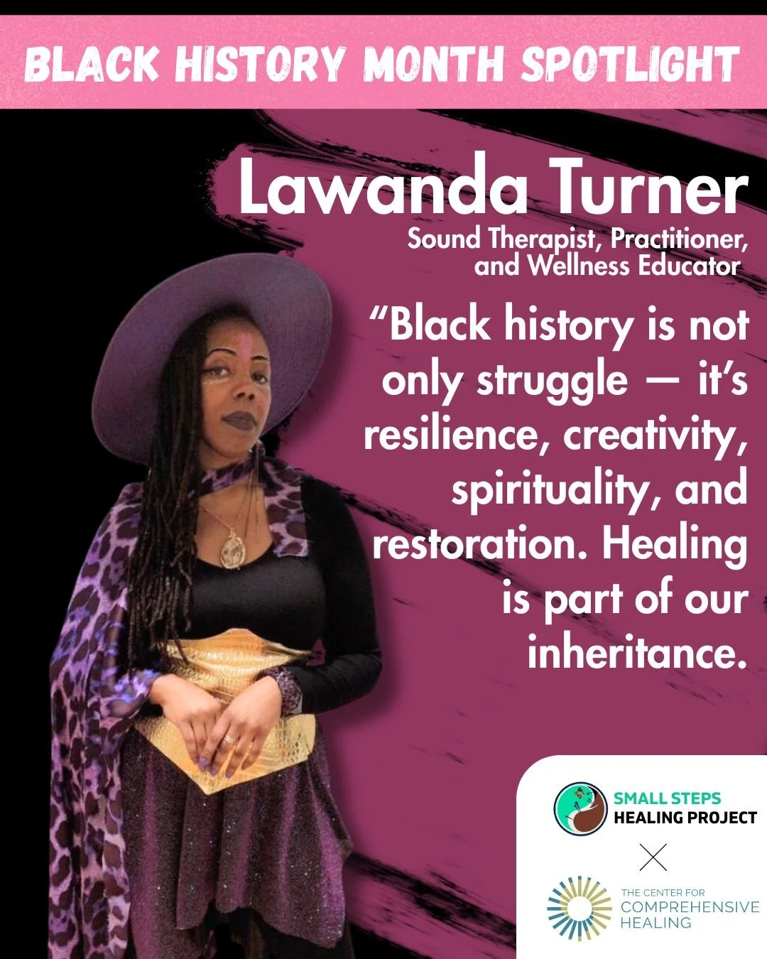 Introducing Lawanda Turner! Lawanda is a Sound Therapist, Practitioner, and Wellness Educator.  Read her interview with us on the power of sound and energy healing in the context of Black history below!🎶❤️💚🖤

The Center for Comprehensive Healing i