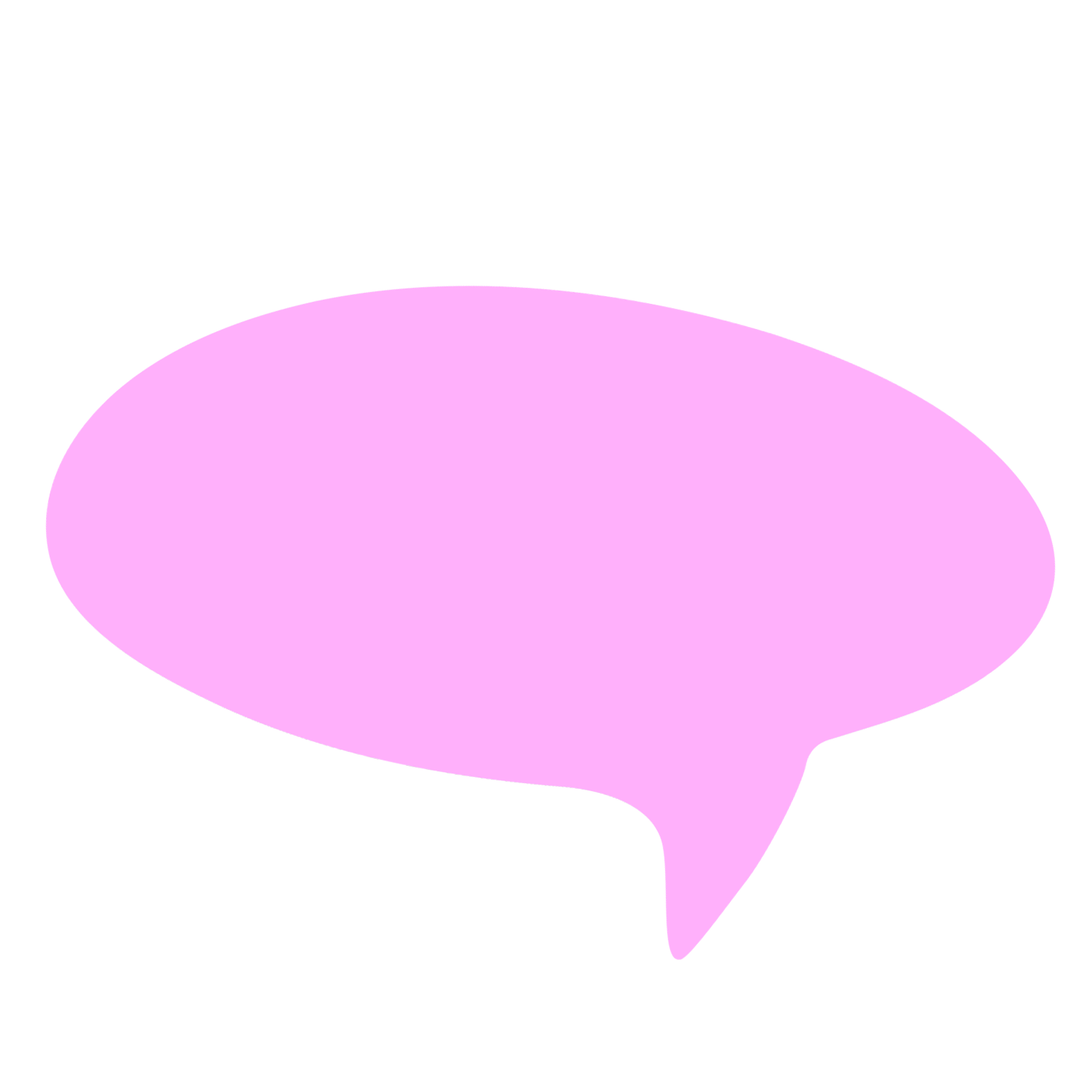 A purple speech bubble on a black background.