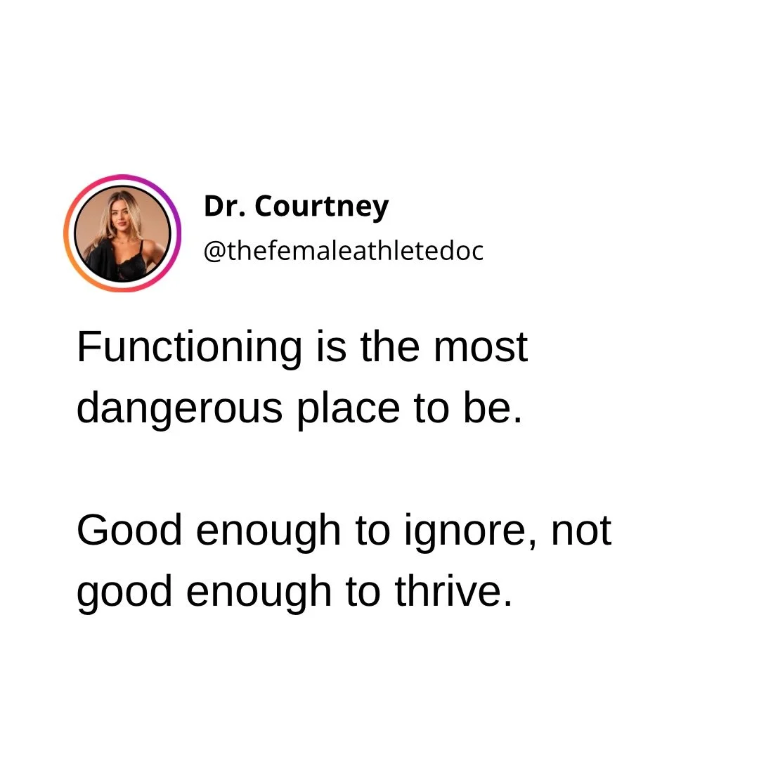 Feels &ldquo;fine,&rdquo; but quietly costs energy, confidence, and freedom every single day.

Functioning isn&rsquo;t thriving. 

The longer we sit in functioning, the longer we prolong the life we could have that&rsquo;s full of joy, opportunity, a