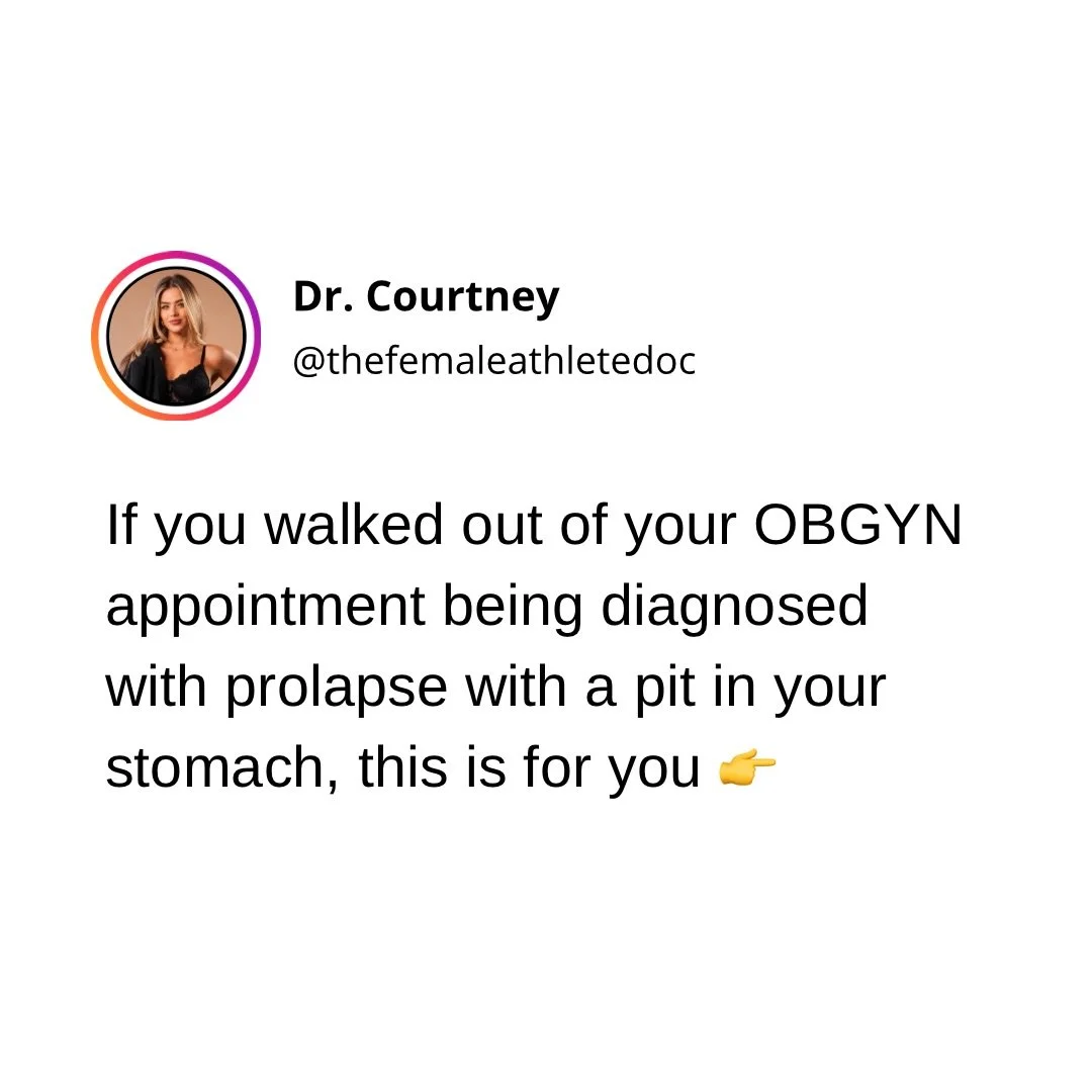If you left your OBGYN appointment feeling scared, overwhelmed, and like your body was never going to feel normal again I need you to know that a diagnosis is not the full story. 

A lot of women get diagnosed with prolapse and immediately start spir