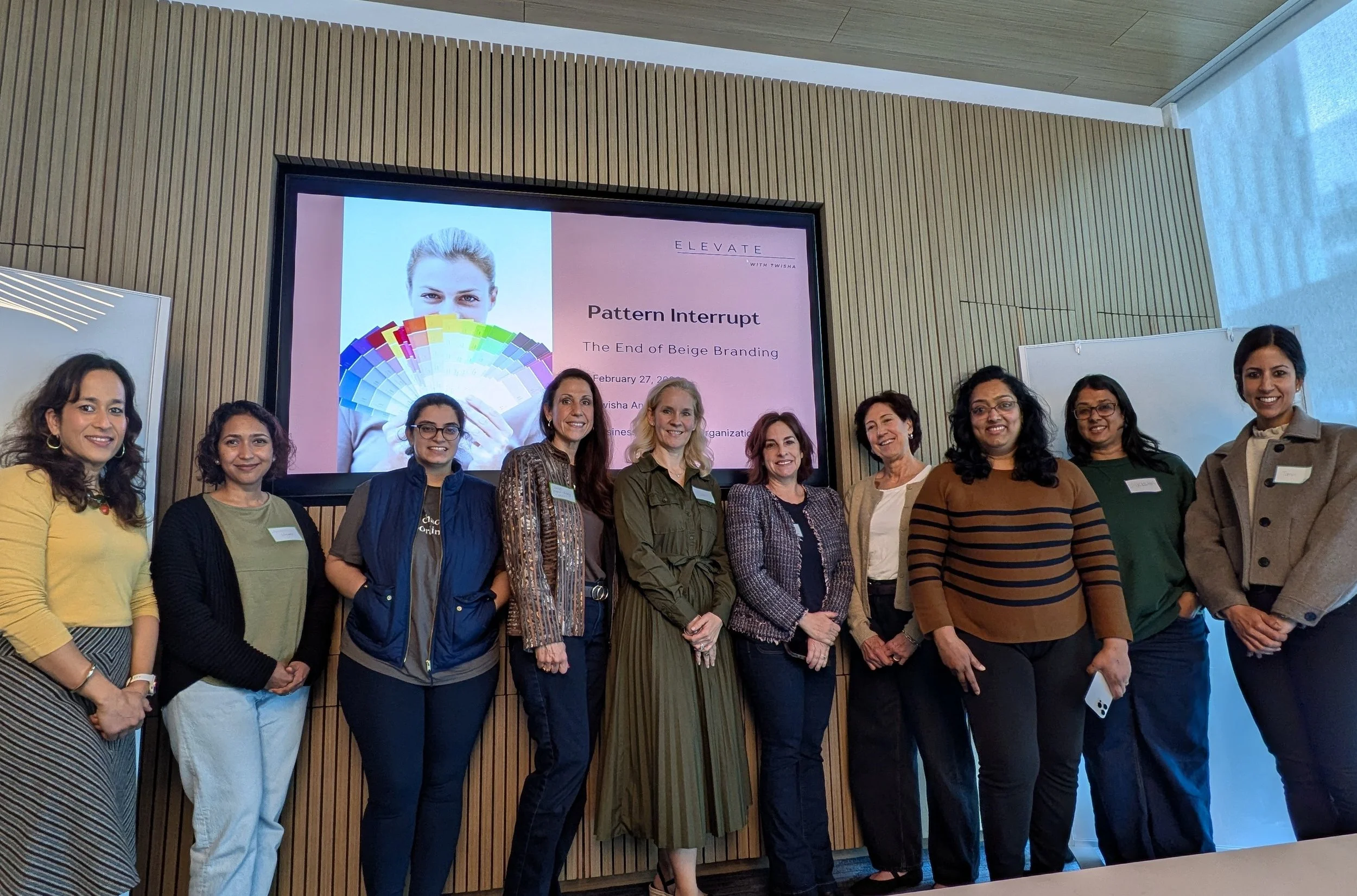 A group of high-impact women leaders and founders at the Gather workshop in San Carlos, celebrating the transformation of their professional narratives.