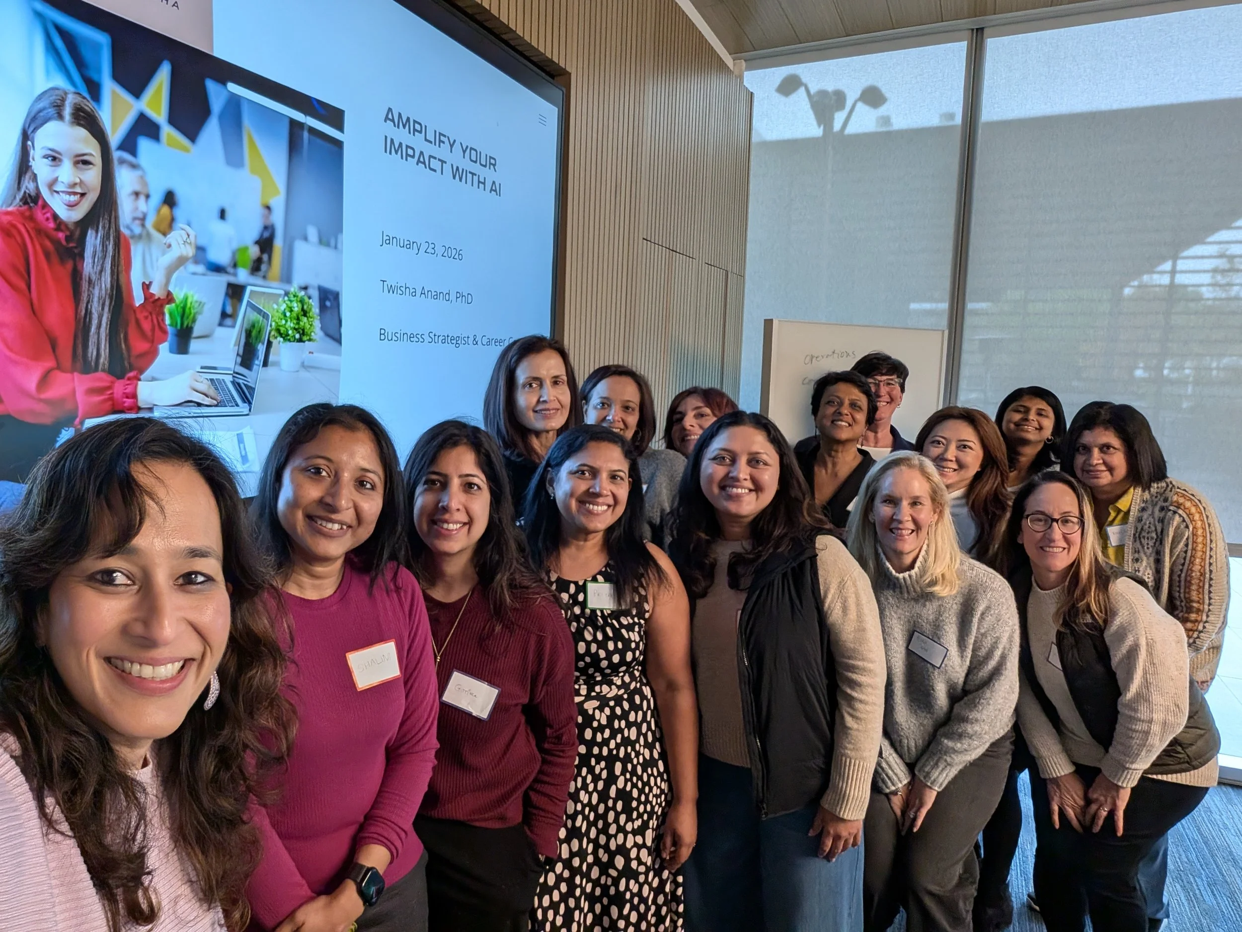 Group of women at Twisha's AI workshop