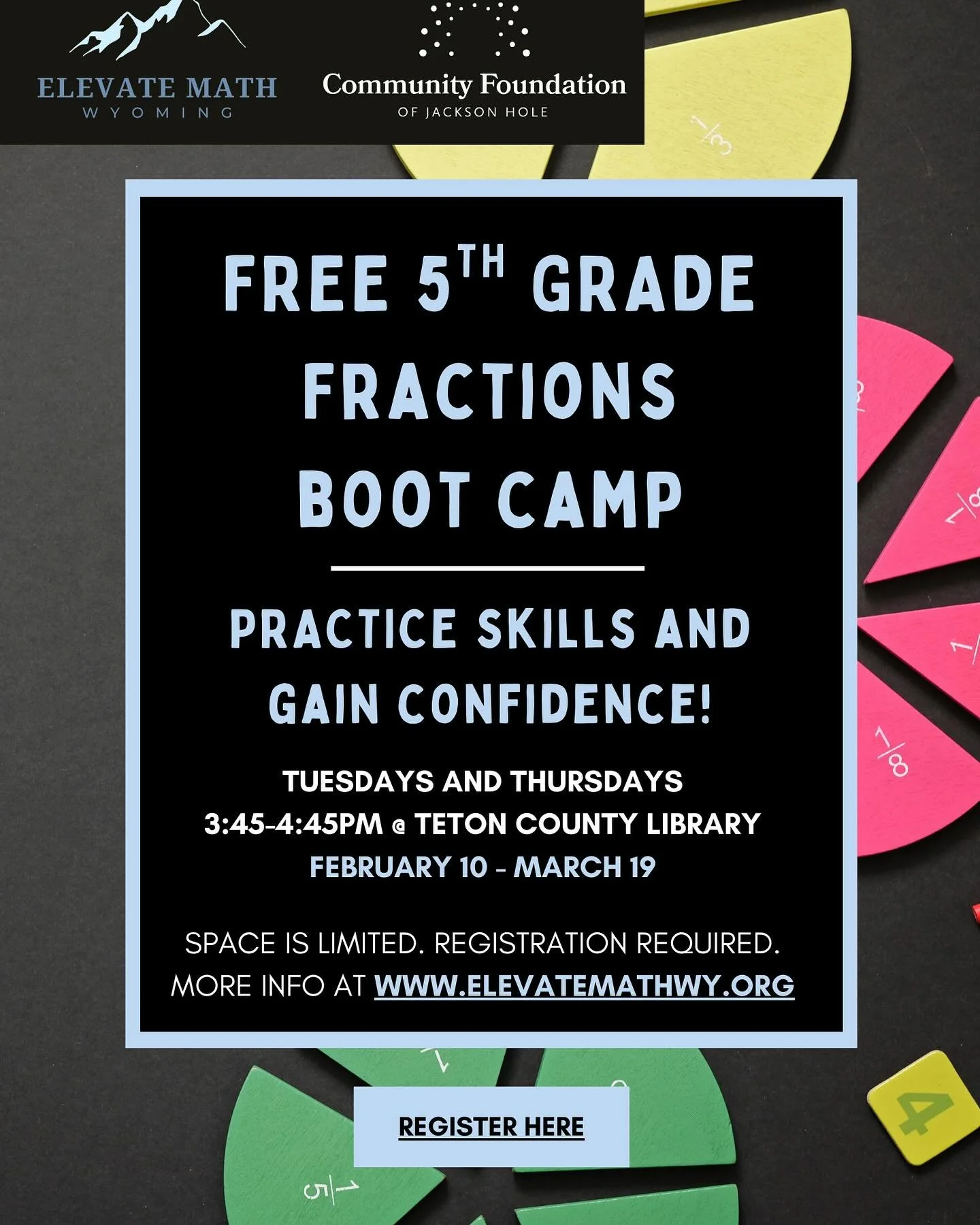 Registration is open for our free, 5th Grade Fractions &ldquo;Boot Camp&rdquo;! Confidence with #fractions leads the way to mastery of #algebra. If your 5th grader needs some extra practice with core fractions concepts before entering middle school, 