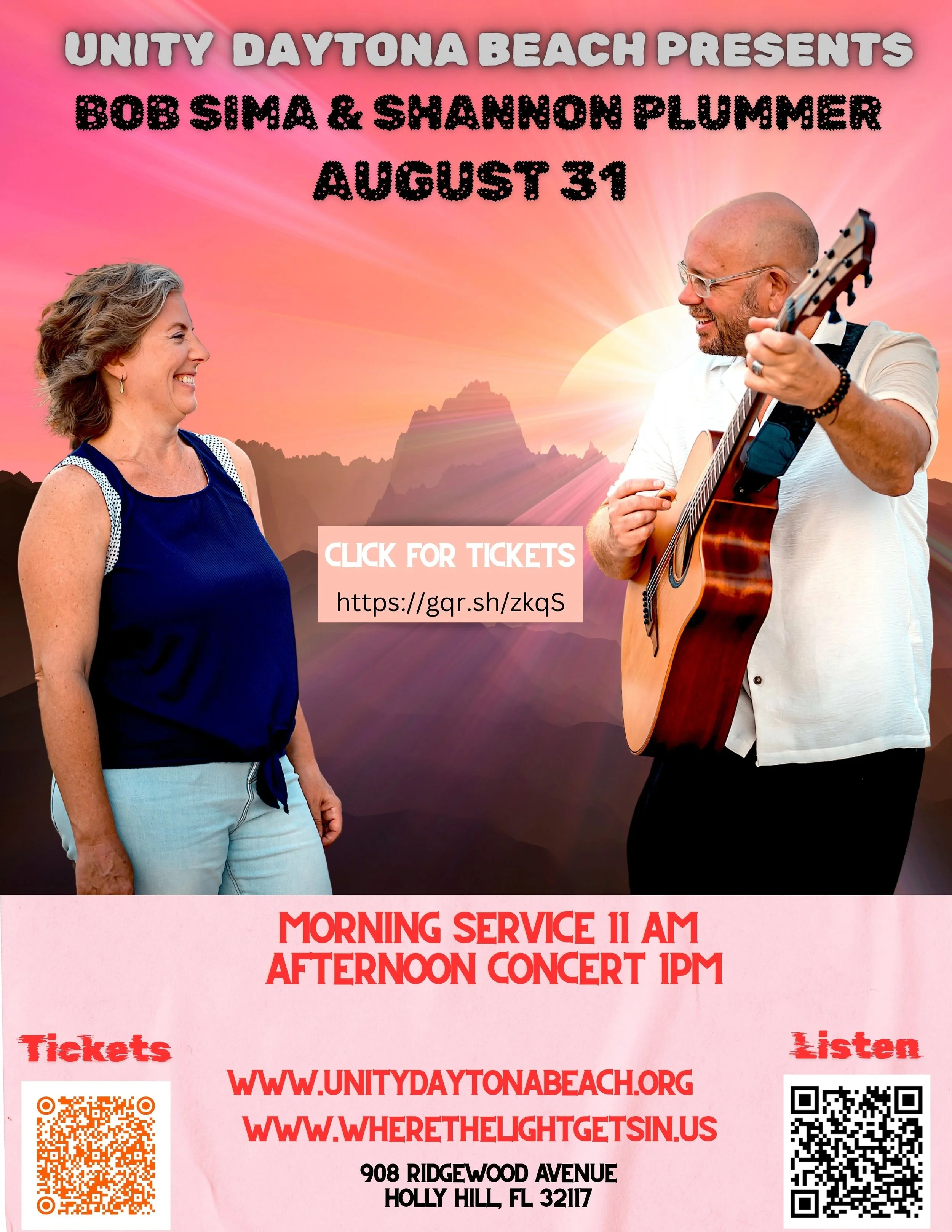 Sunday Service Special Guest Bob Sima & Shannon Plummer & Concert