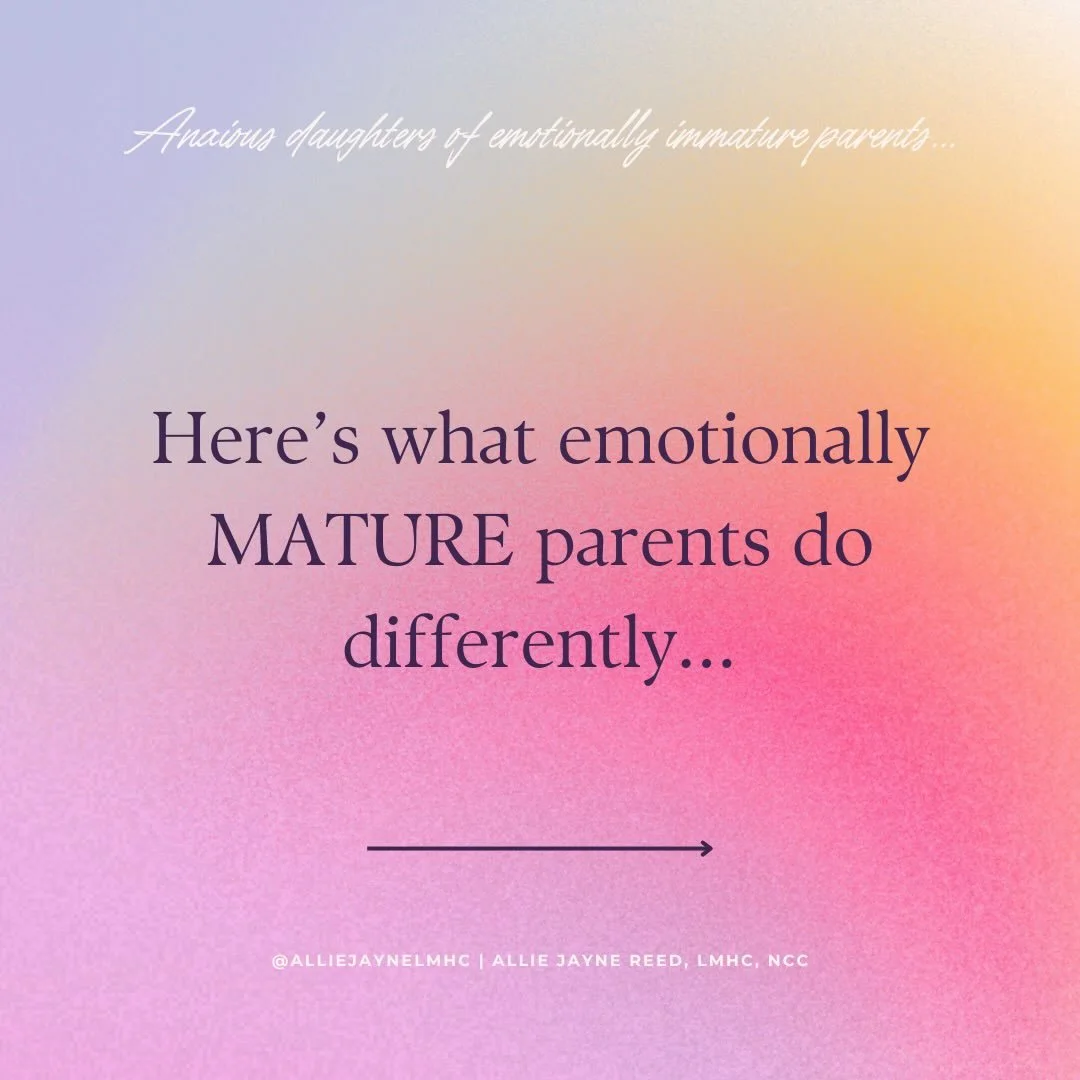 I&rsquo;m a trauma therapist for adult children of emotionally immature parents. Here&rsquo;s what I&rsquo;ve seen emotionally MATURE parents do differently (swipe!)...

Note that emotionally mature parents are not emotionless &amp; they&rsquo;re not
