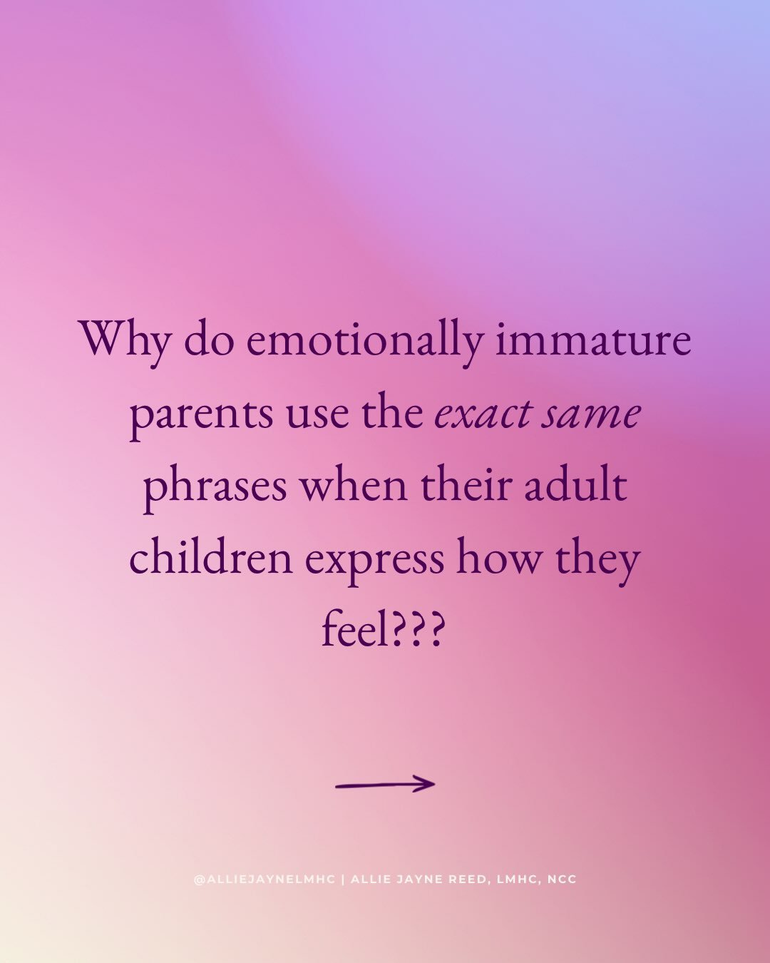 &ldquo;I&rsquo;m just a terrible mother then.&rdquo;
&ldquo;Sorry that I wasn&rsquo;t PERFECT&rdquo;
&ldquo;After everything I&rsquo;ve done for you&rdquo;

What lines do you hear from your emotionally immature parents if you try to hold them account