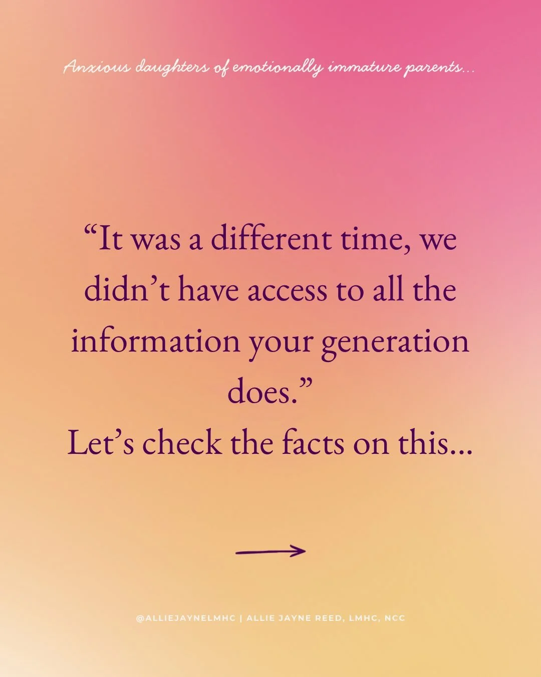 &ldquo;It was a different time.&rdquo; Let&rsquo;s fact check this...

It&rsquo;s true the culture around parenting was different for boomers. Obedience &amp; compliance were prioritized over emotional validation. Boomers value success over relations