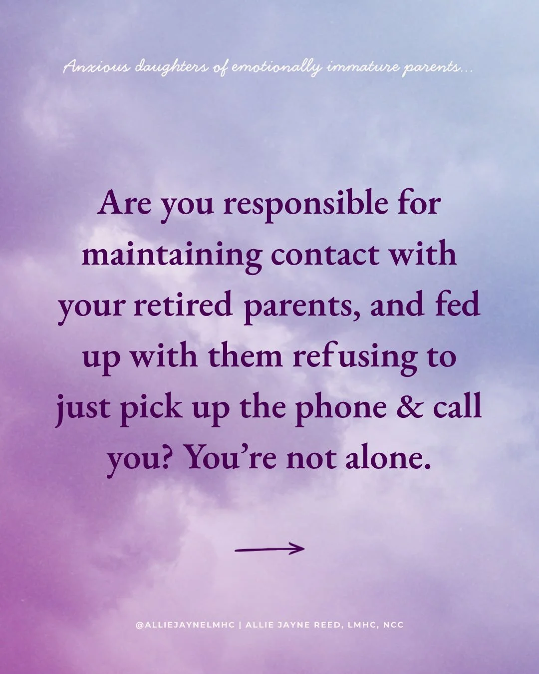 Emotionally immature parents fail to establish a healthy emotional connection to their kids throughout their childhood, inflict relational trauma on their kids, then retire &amp; sit back waiting for phone calls &amp; visits once their kids move out,