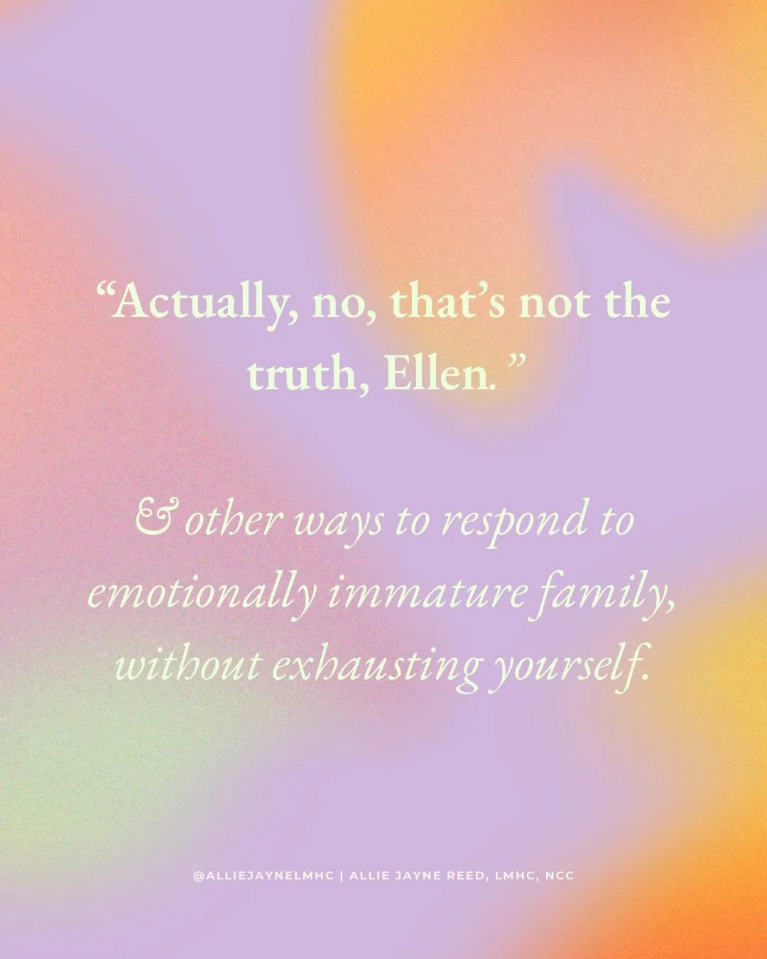 These are examples of ways to respond to emotionally immature family that don&rsquo;t require explicit limit setting nor doing extra emotional labor.

Emotionally immature people tend to outsource their emotion regulation. They have a thought or a fe