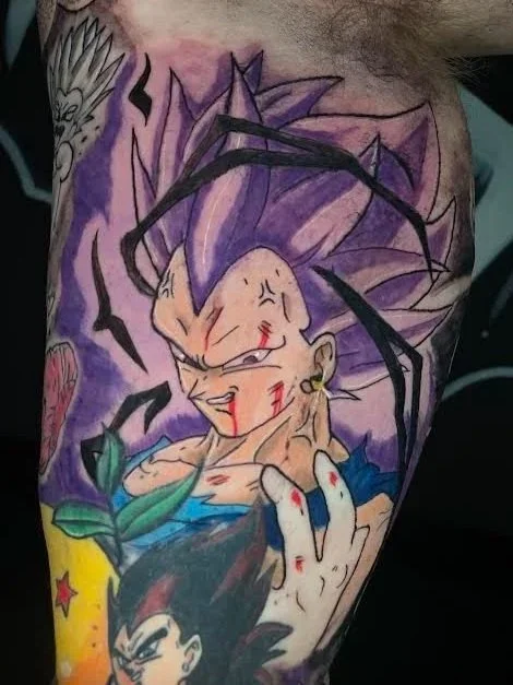 Dragon ball z tattoo done in color ink.