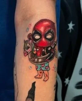 Deadpool tattoo with vibrant color