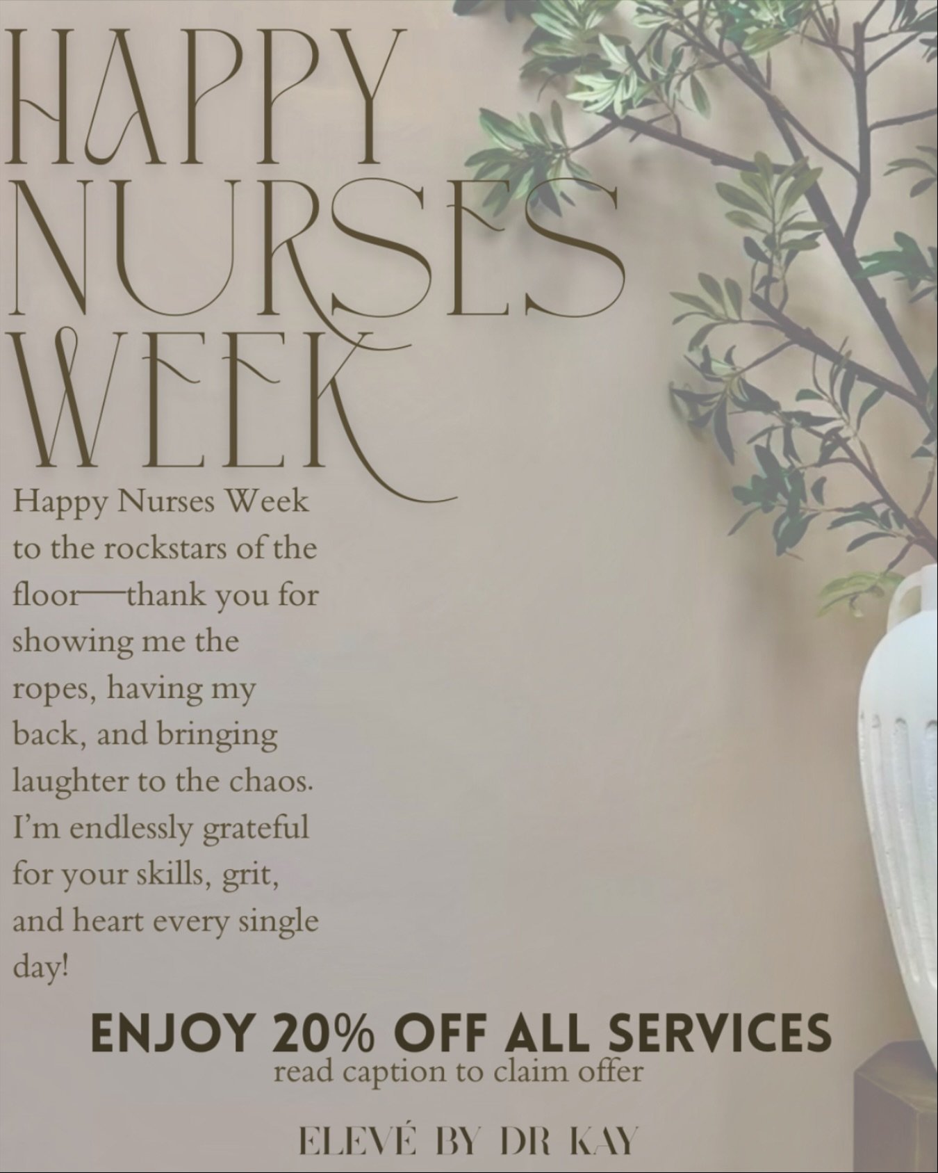 HAPPY NURSES WEEK!! 
&bull;&bull;&bull;
In honor of Nurses Week we are offering 20% off all our services for our clients who are nurses from now to July 31st!
&bull;&bull;&bull;
HOW TO CLAIM OFFER:
1) Follow our page
2) Tag THREE nurse friends in the
