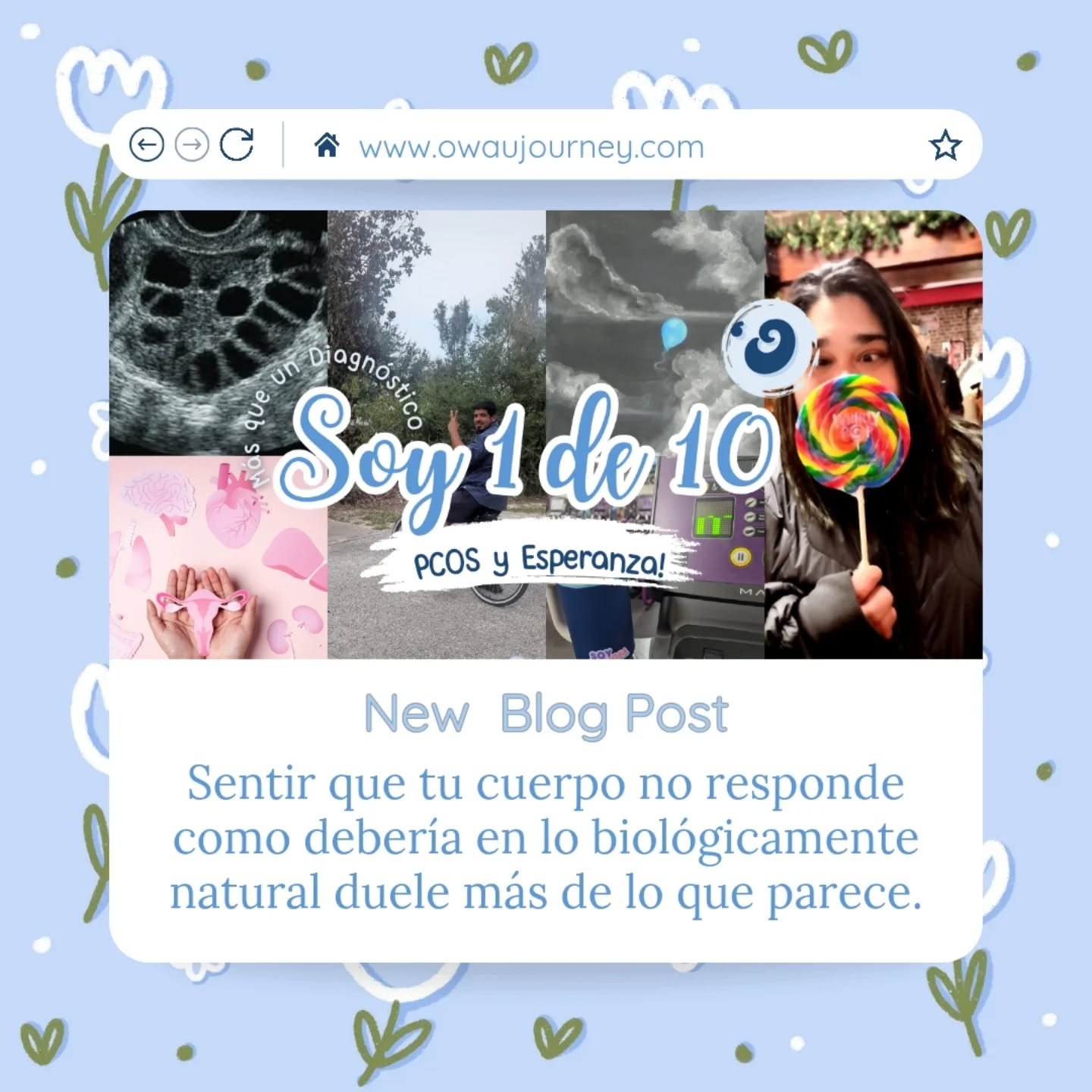 &iquest;Has sentido que tu cuerpo no responde como deber&iacute;a?
 Con PCOS, lo invisible tambi&eacute;n duele&hellip; pero en Cristo recordamos: Soy creaci&oacute;n admirable (Salmo 139:14).

Quiero invitarte a leer m&aacute;s en el blog de Owau 💙