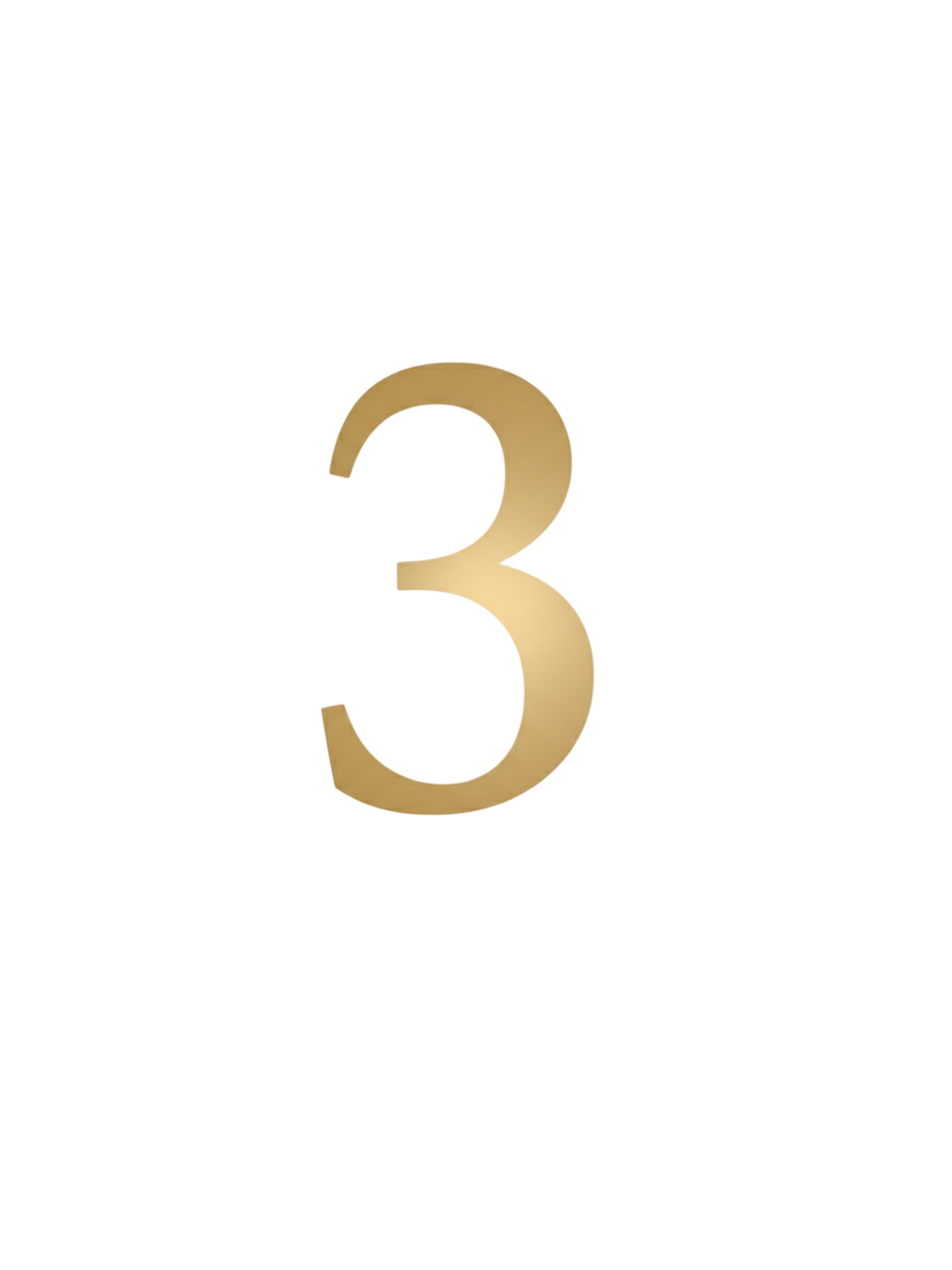Gold number 3 on a black background.