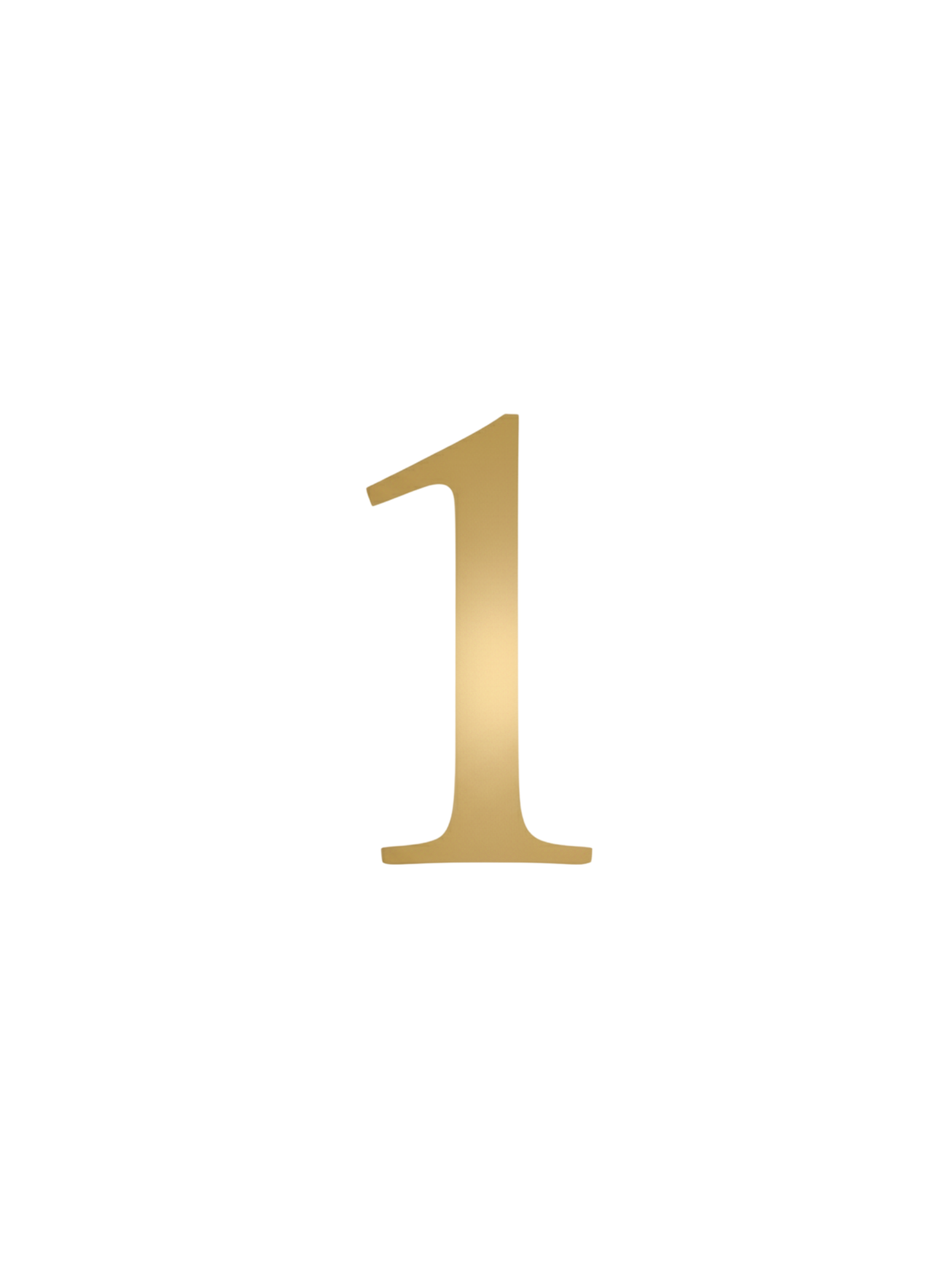 Gold number one with a black background.