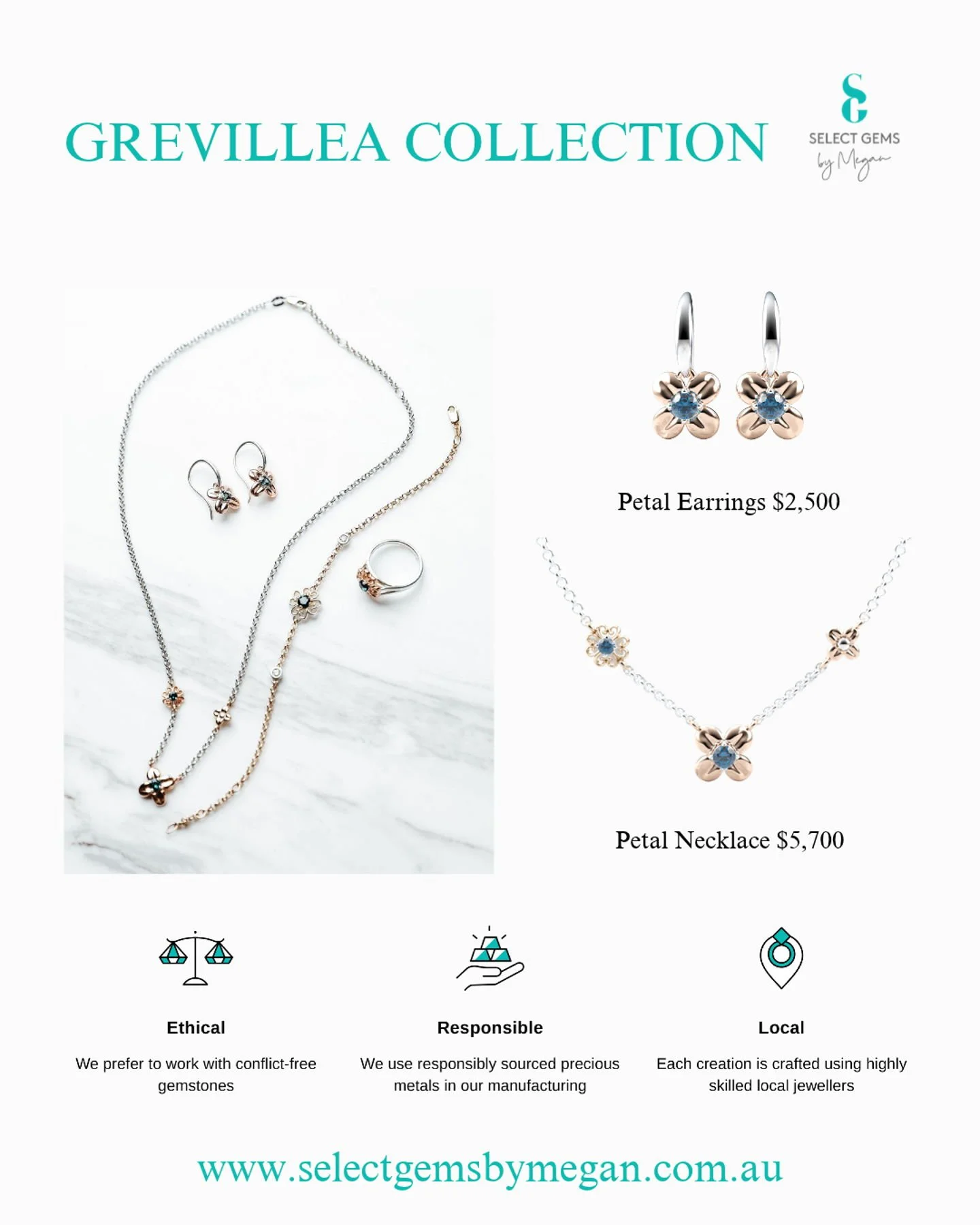 Discover our Grevillea Collection, available in-store and online.

https://www.selectgemsbymegan.com.au/shop/grevillea-collection