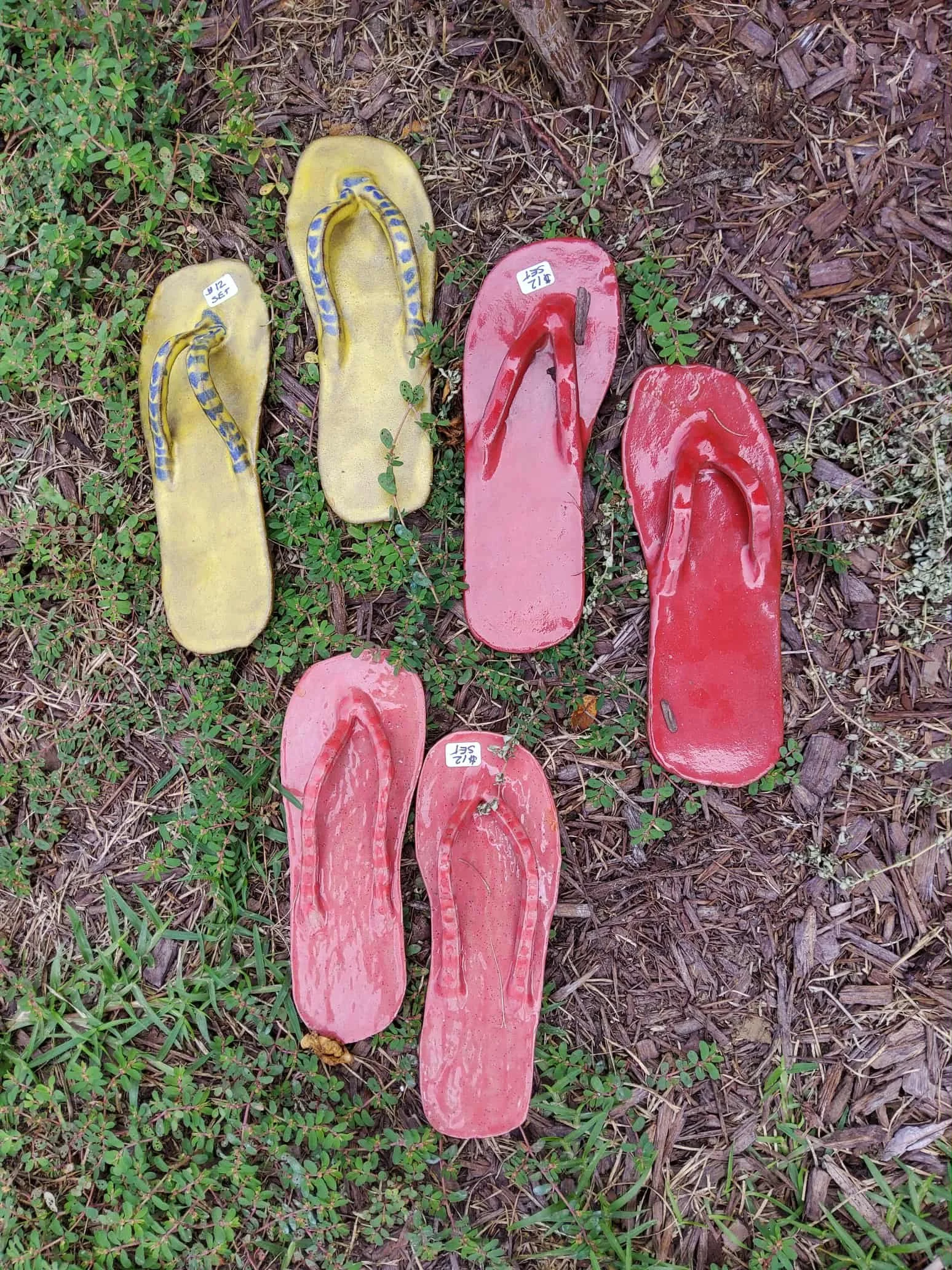 Ceramic Sandals to highlight any flower bed $12 a set