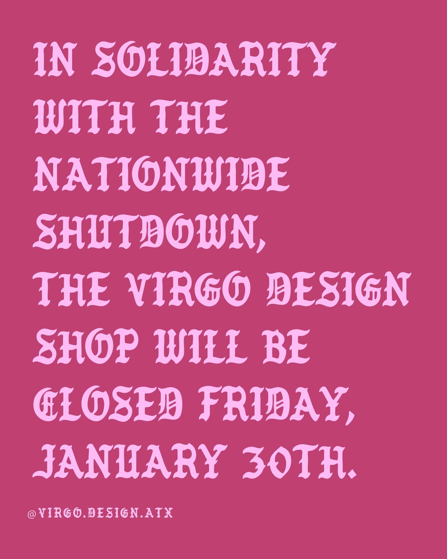 In support of and solidarity with Minnesota, and all people doing everything they can to stop facism and end ICE. 

If you&rsquo;re able, please consider participating. NO WORK, NO SCHOOL, NO SHOPPING. Love y&rsquo;all

#strike #minnesota #solidarity