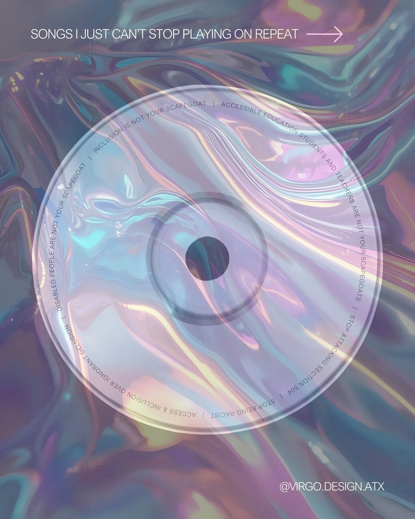 So many bops, so little time. This playlist has been in heavy rotation over here. What are y&rsquo;all listening to?

For real though, disabled people are not your scapegoats. Inclusion and accessibility are not your scapegoats. That dusty, crusty, m