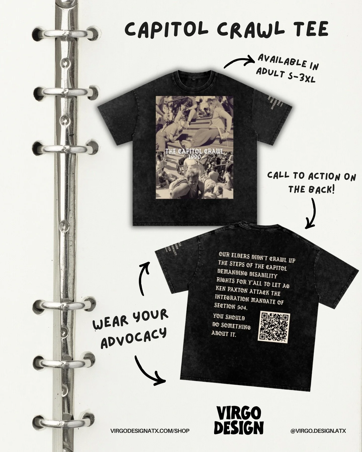 &ldquo;I&rsquo;ll take all night if I have to!&rdquo; - Jennifer Keelan, age 8 

Wear your advocacy, teach disability history, &amp; guide meaningful action with the Capitol Crawl tee. The activists and advocates that crawled up the steps to the capi