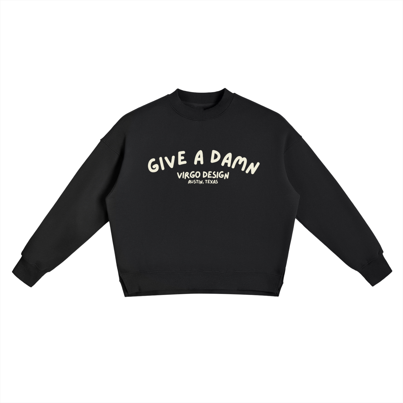give a damn vintage side slit crewneck sweatshirt by virgo design