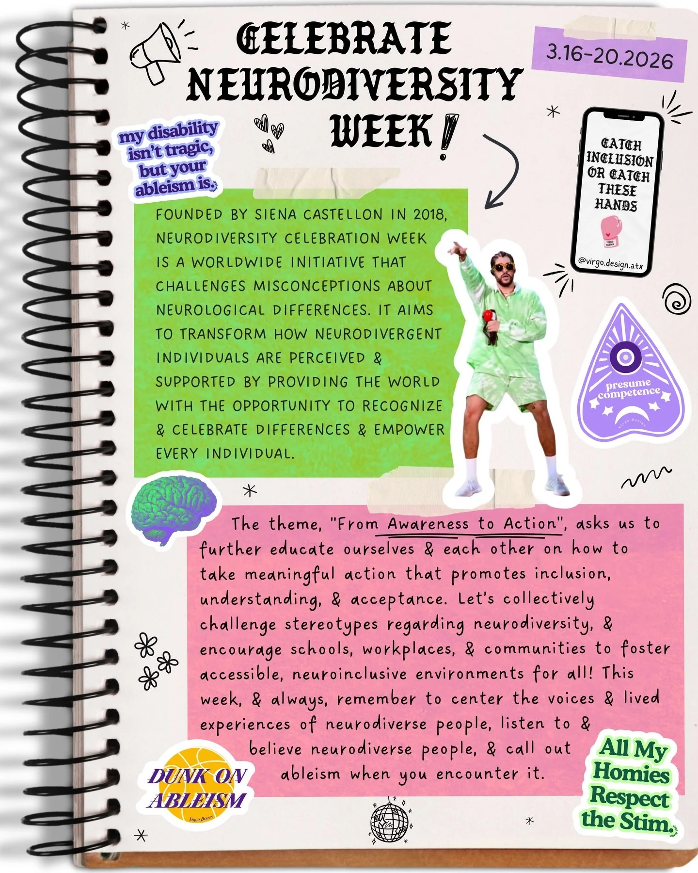 This week (3.16-20) is CELEBRATE NEURODIVERSITY WEEK! 

CNW is a global initiative that challenges misconceptions about neurological differences. It aims to transform how neurodivergent individuals are perceived &amp; supported by providing an opport